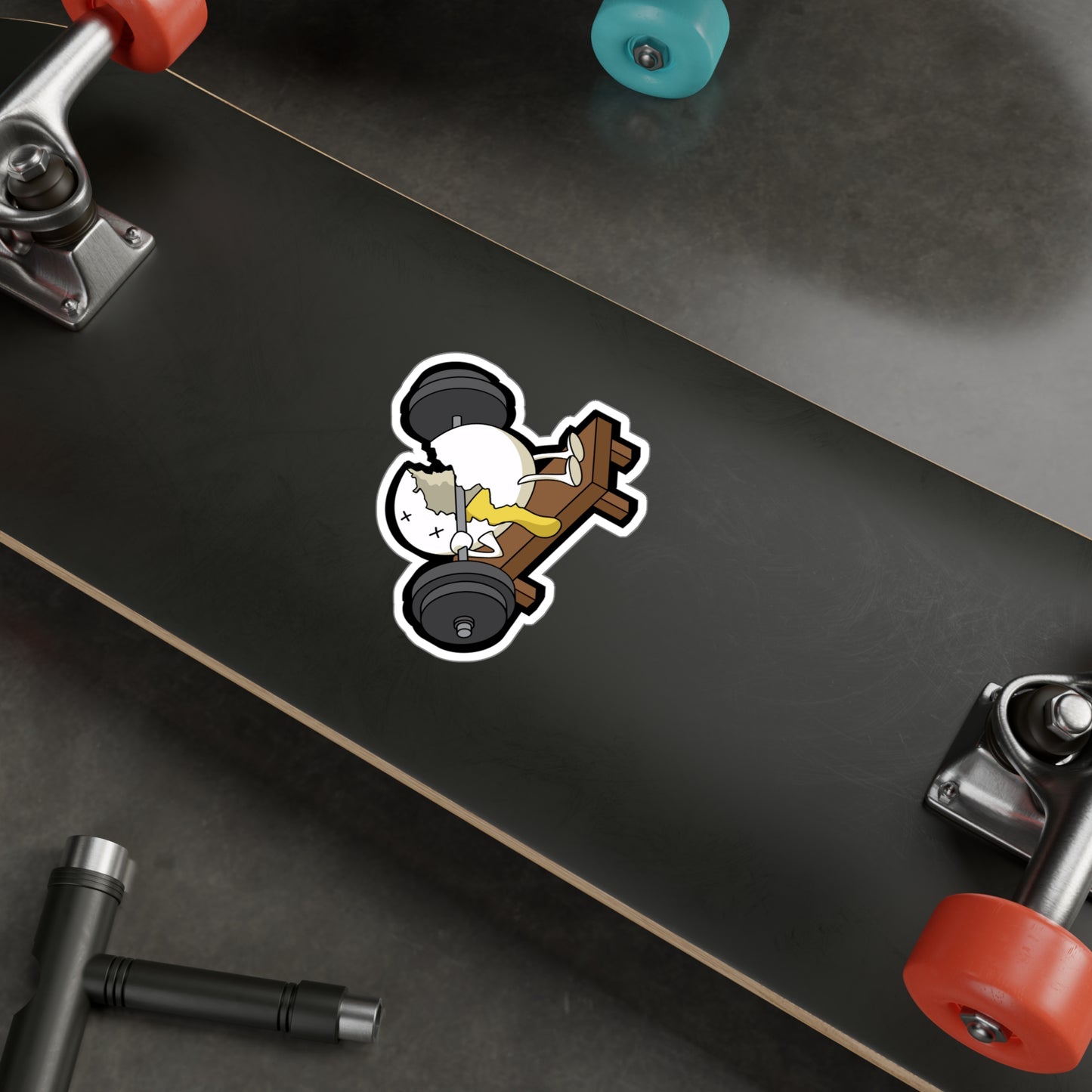 Smashed Egg Lifting Workout - Weightlifting Sticker for Laptop Sticker. Water Bottle Sticker, Vinyl Muscles Decal - Weightlifting Gift