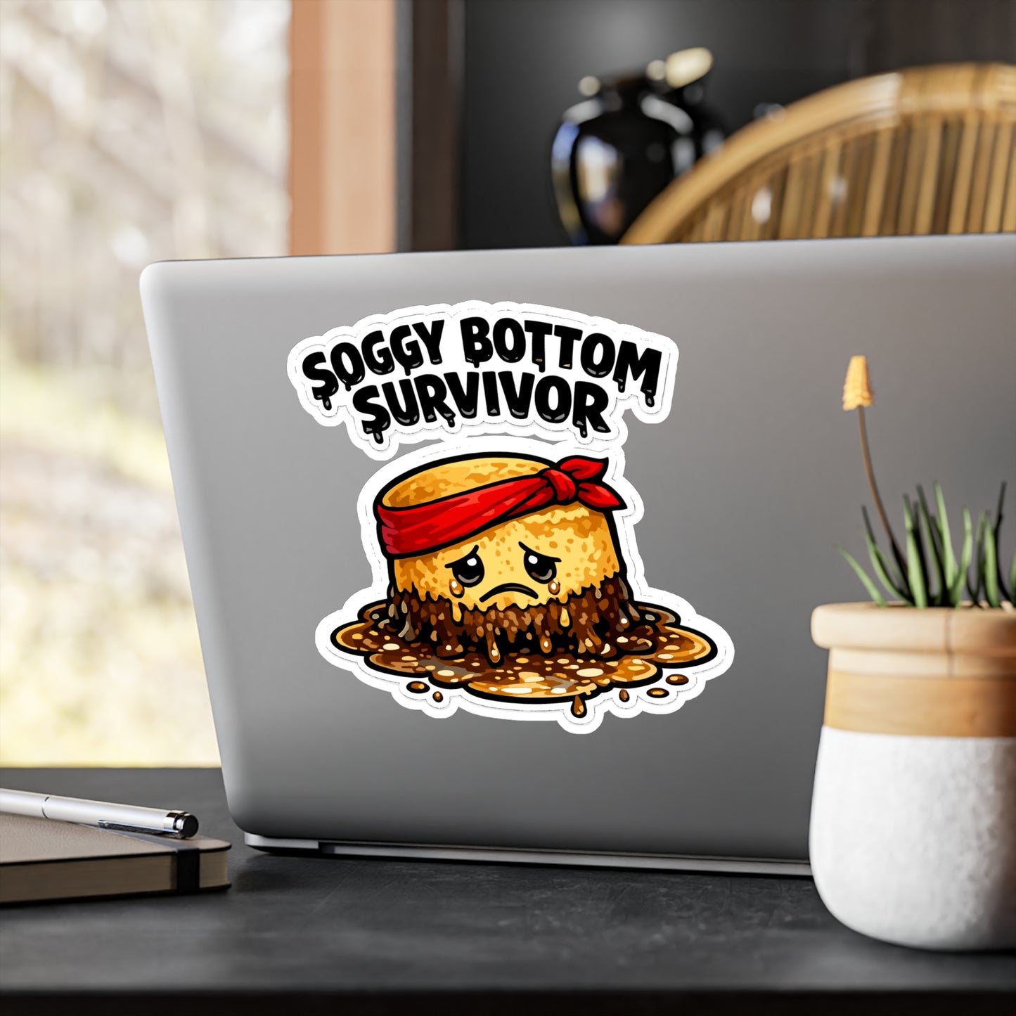 Baking Sticker Soggy Bottom Survivor Funny Sourdough Baker Decals Waterproof Vinyl for Laptop Water Bottle