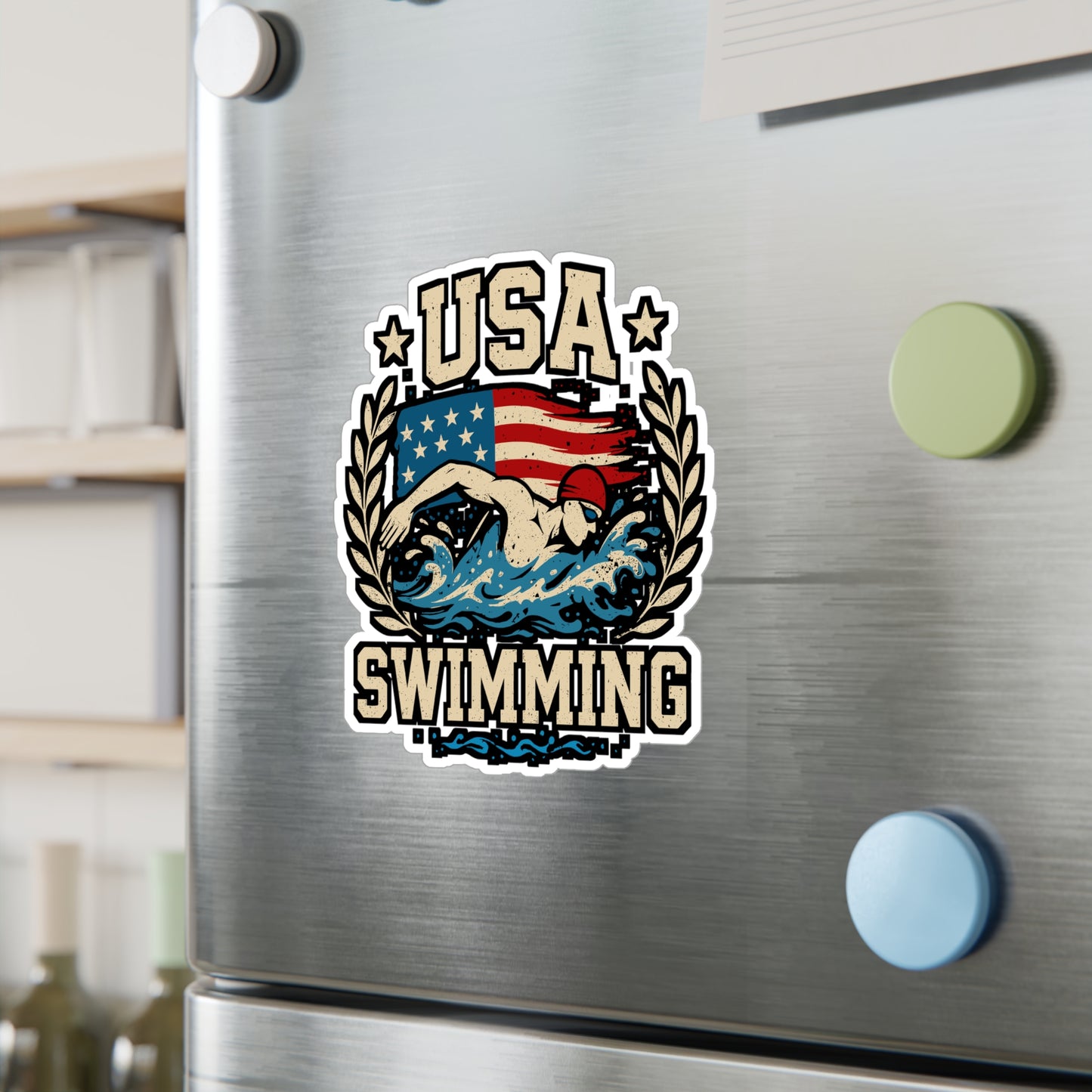 USA Swimming - Swimming Sticker for Laptop, Water Bottle - Gift for Swimmers, Swim Team, Athletes
