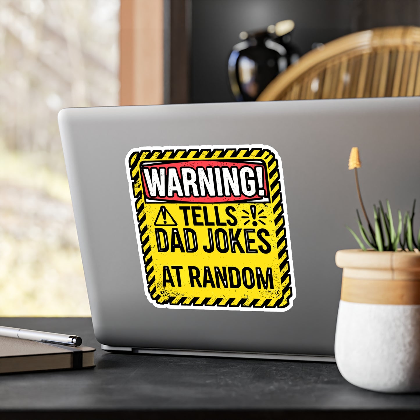 Warning: Tells Dad Jokes – Funny Dad Joke Sticker for Laptop & Water Bottle | Vinyl Humor Decal, Great Gift Idea