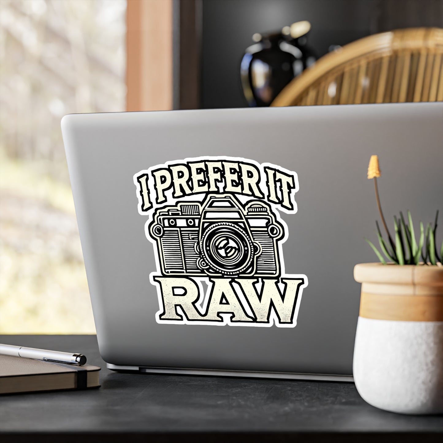 I Prefer It Raw – Photography Vinyl Sticker for Laptop or Water Bottle | Photography Gift for Photographers