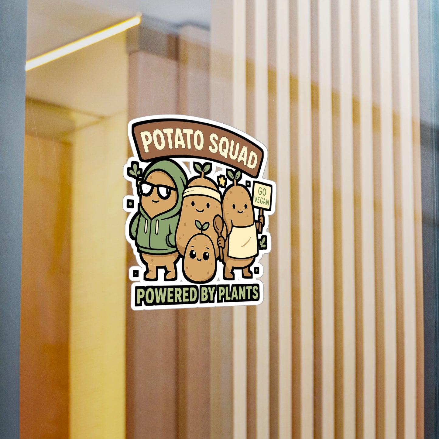 Vegan Sticker "Potato Squad" – Fun Potato and Vegetarian Decals for Laptop or Water Bottle, Waterproof Vinyl, Perfect for Veganism Fans