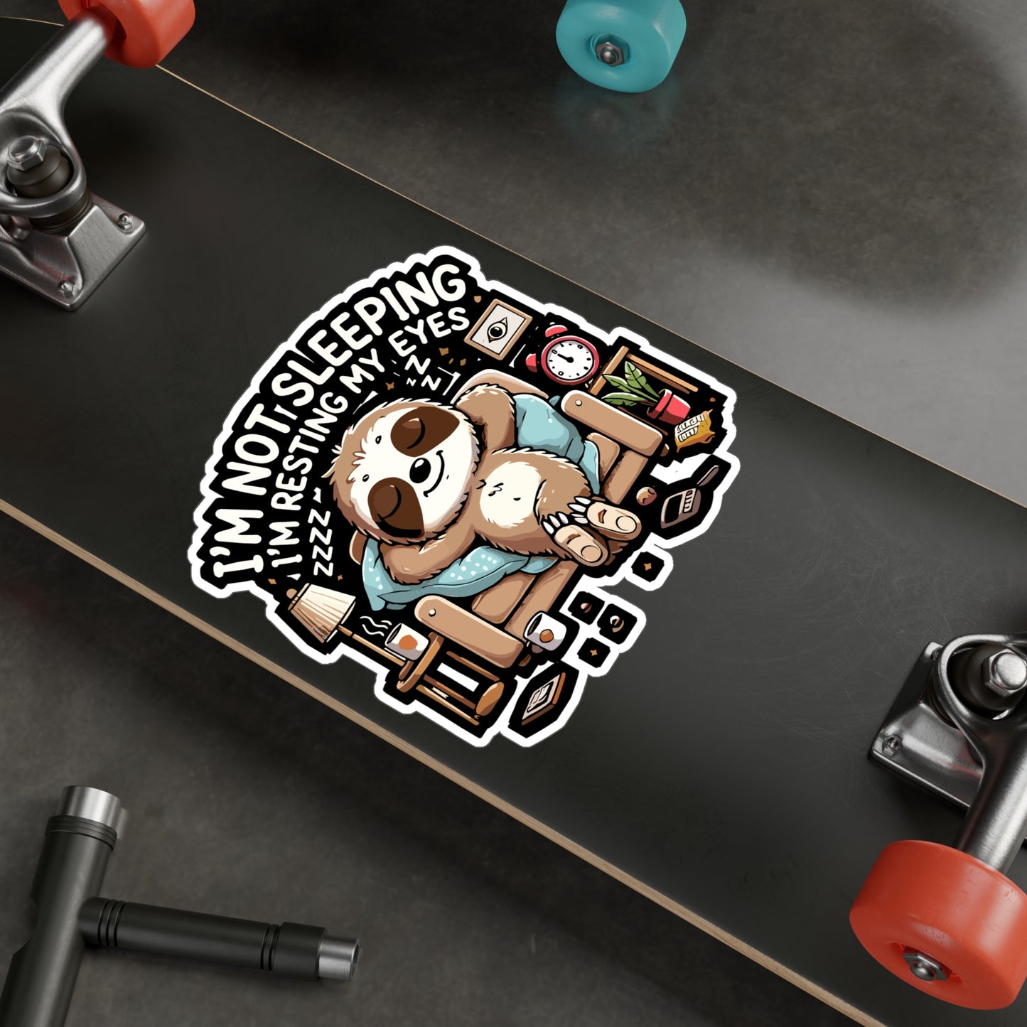 I'm Not Sleeping I'm Resting My Eyes - Sloth humor Sticker for Laptop Sticker. Water Bottle Sticker, Vinyl Lazy day joke Decal - Sloth humor Gift