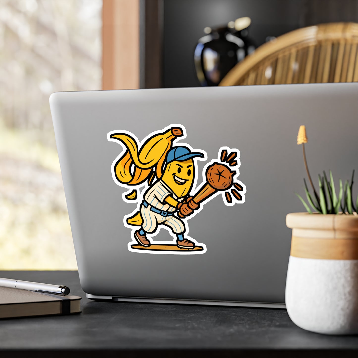 Baseball Banana - Baseball Sticker for Laptop, Water Bottle, Kids & Teens, Funny Sports Gift Idea