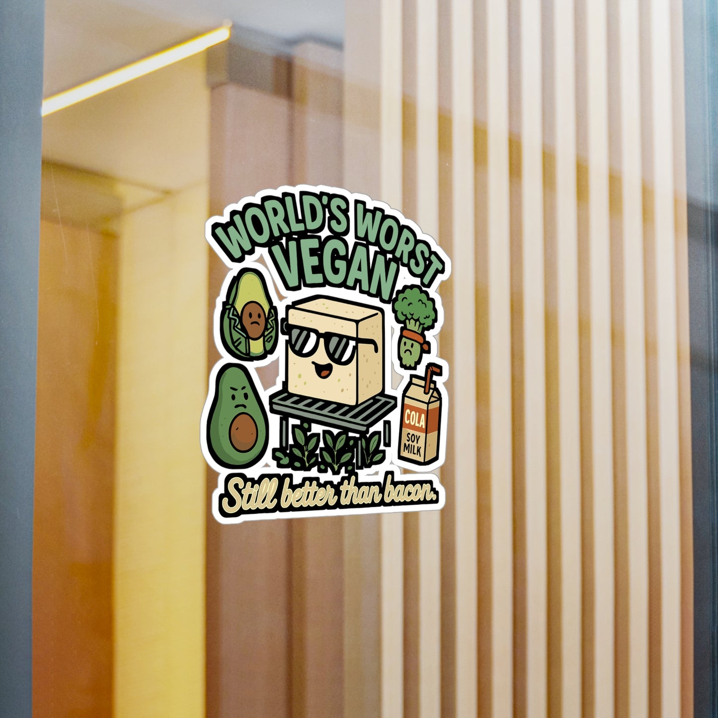 Vegan Sticker – "World's Worst Vegan" Funny Decals for Laptop, Water Bottle, Vegetarian Carnivore Gift, Waterproof Vinyl