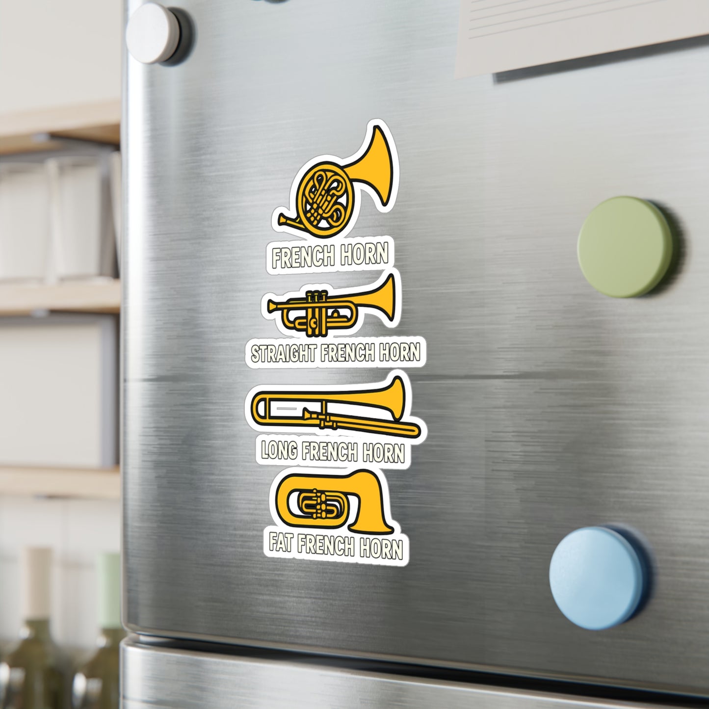 Music Sticker – French Horn Decals for Laptop or Water Bottle, Orchestra Brass Band Vinyl Sticker, Waterproof Musician Gift