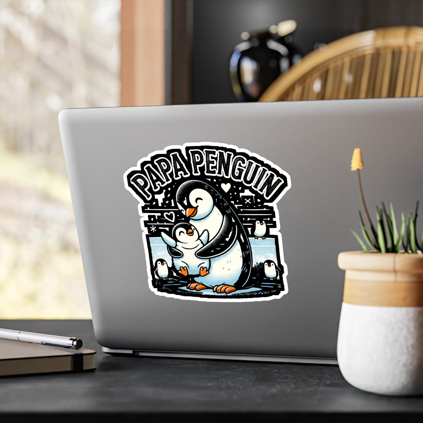 Papa Penguin - Penguin Sticker for Car Window Laptop Sticker. Water Bottle Sticker, Vinyl Papa Decal, Dad Sticker - Penguin Gift
