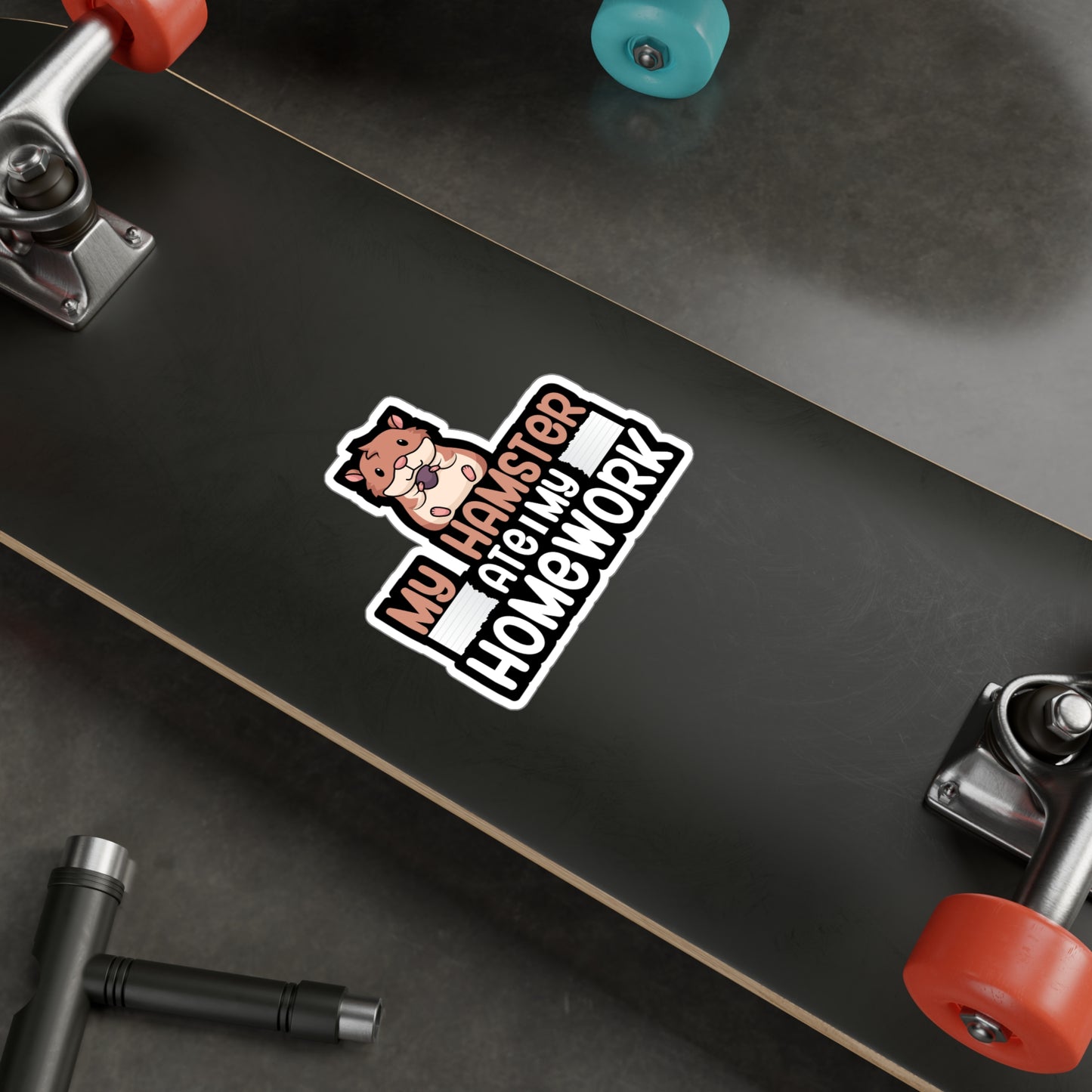 My hamster ate my homework - Hamster Sticker for Wall, Laptop, Window, Truck, Car Hamster Gift Vinyl Hamster gift Decal Sticker