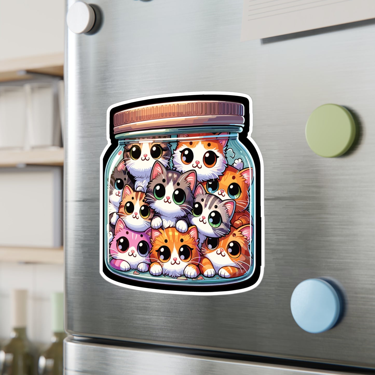 Cute Cats in a Jar - Cats Sticker for Car Window Laptop Sticker. Water Bottle Sticker, Vinyl Jar Decal, Adorable Sticker - Cats Gift