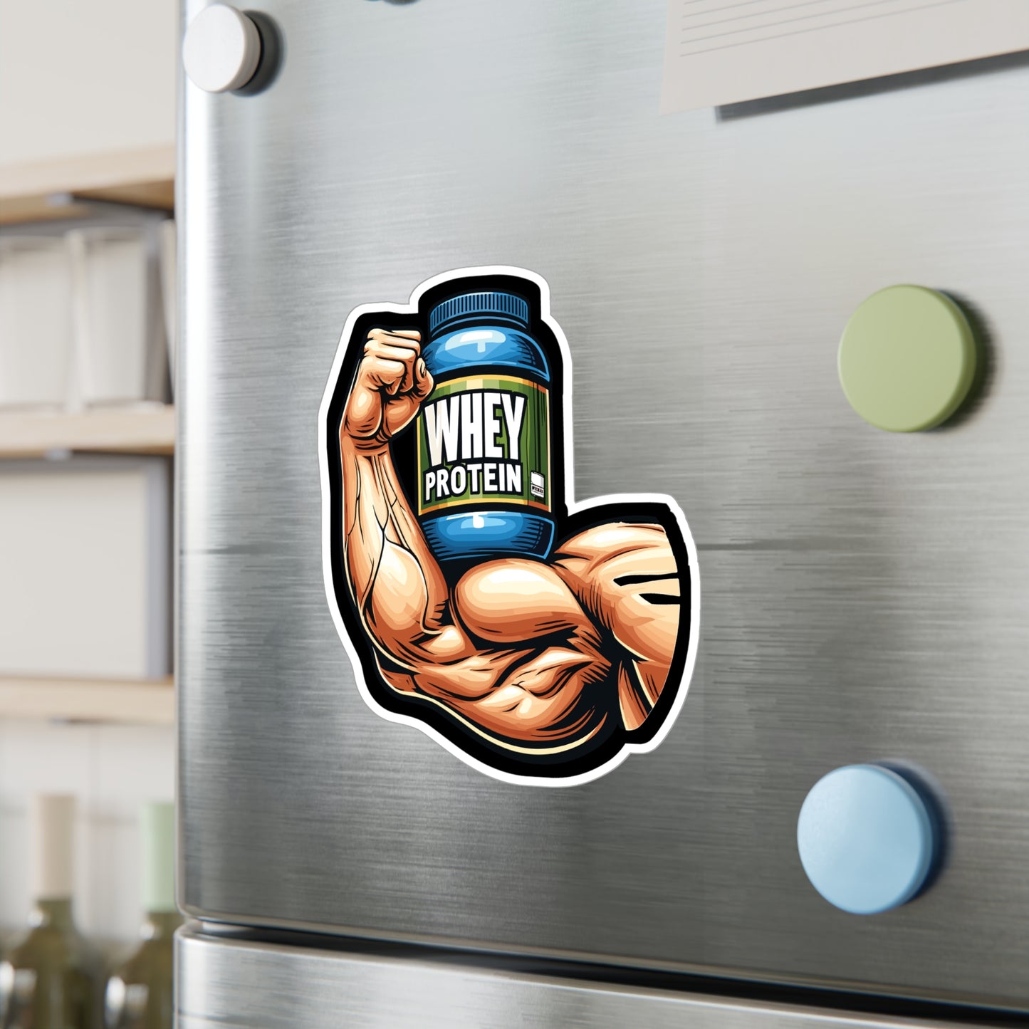 Whey Protein Muscle - Workout Sticker for Car Window Laptop Sticker. Water Bottle Sticker, Vinyl Protein Decal, Whey Sticker - Workout Gift