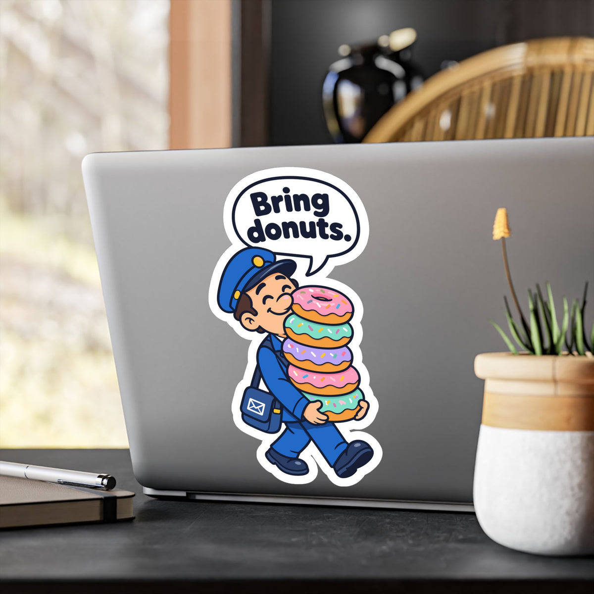 Postal Worker Sticker – Bring Donuts Funny Rural Carrier Mailbox Decals for Laptop, Water Bottle, Waterproof Vinyl