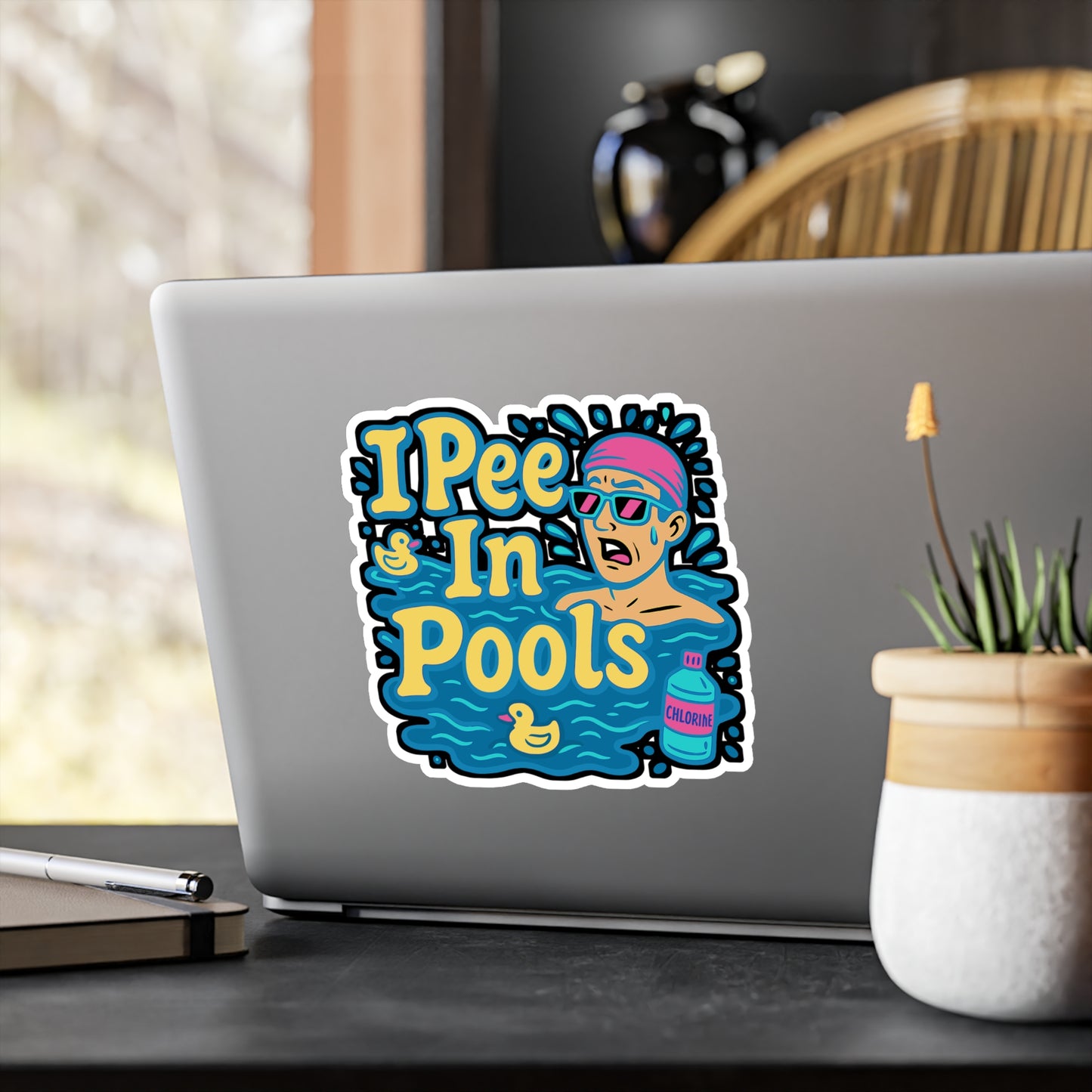 Swimming Sticker – Funny "I Pee In Pools" Decals for Swimmer or Scuba-Diver, Waterproof Vinyl Swimming Sticker for Laptop, Water Bottle, Pool Accessories