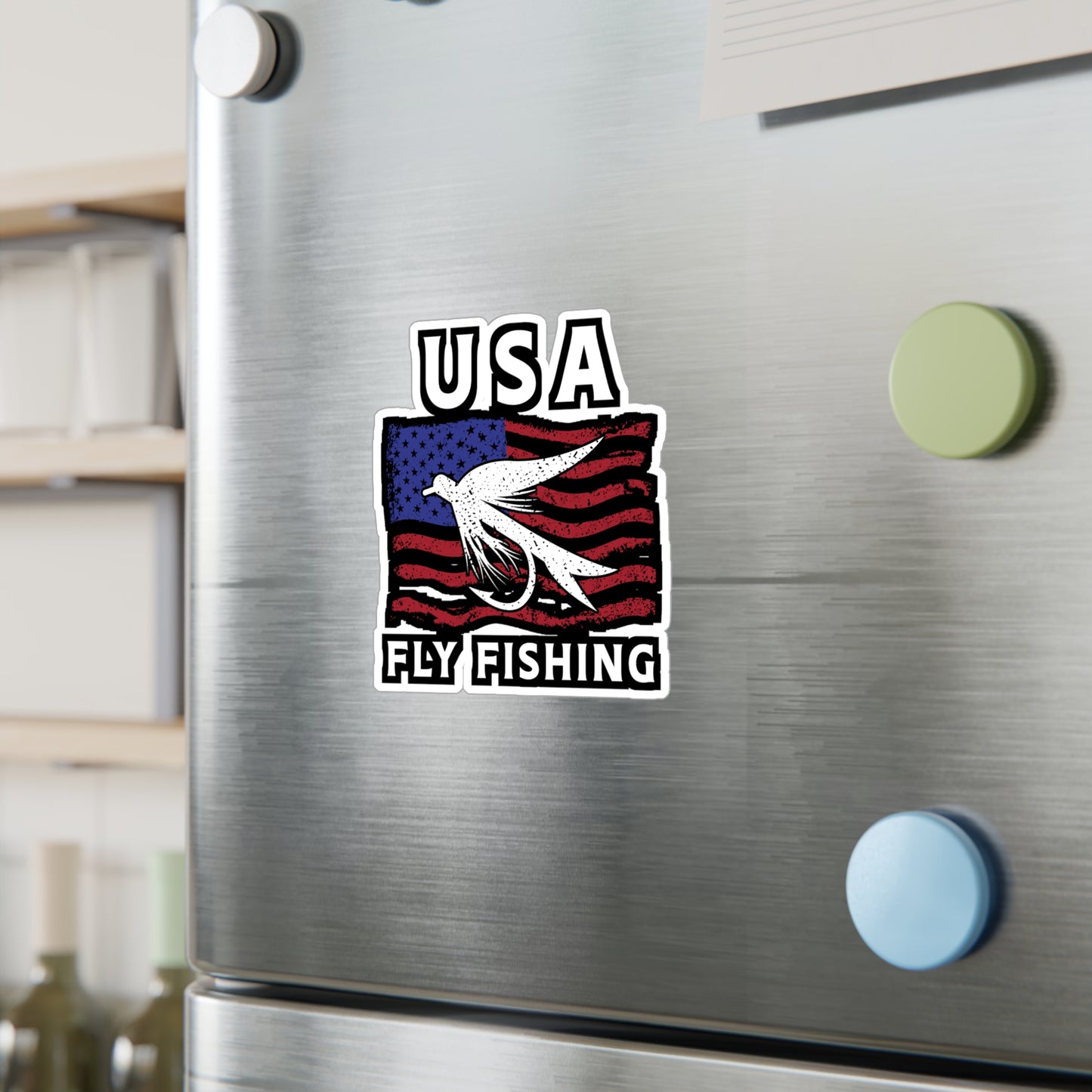 USA Fly Fishing | Fishing Sticker | Angling Decals | Lake Laptop Sticker | Fishing Gift | Angling Gift