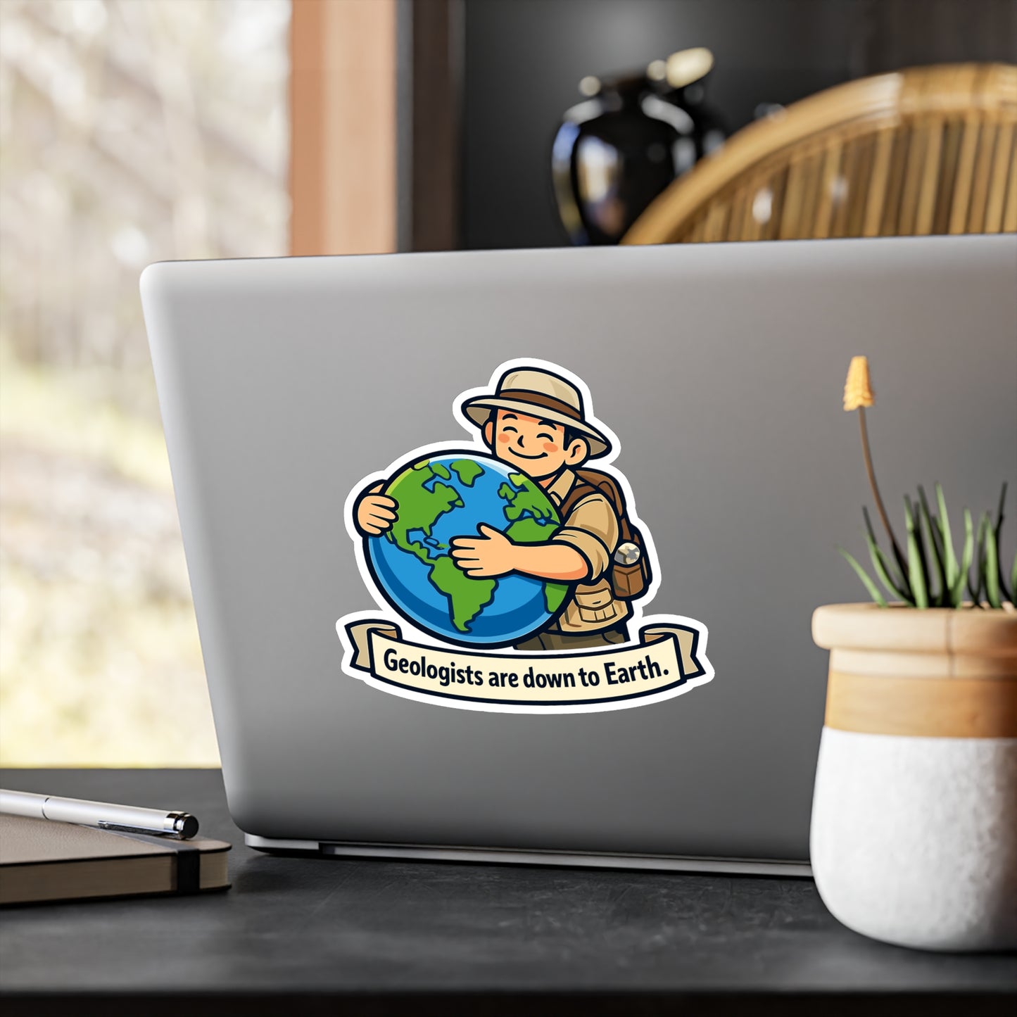 Geologie Sticker – Geologists are down to Earth Design, Geology Rocks Minerals Tectonics Vinyl sticker decals for Laptop, Water Bottle, Waterproof