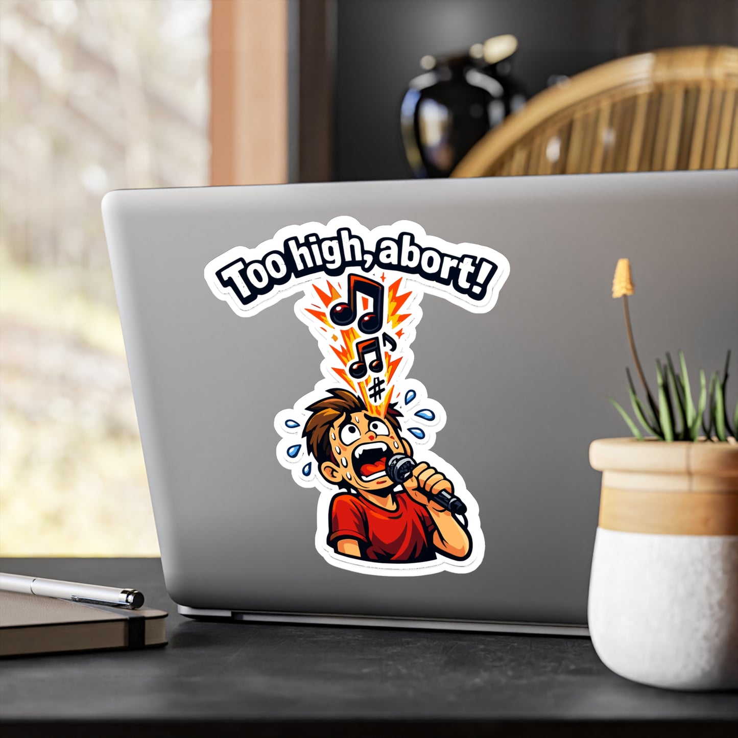 Karaoke Sticker “Too High, Abort!” Funny Music Beer Booze Design Vinyl Waterproof Decals for Laptop Water Bottle