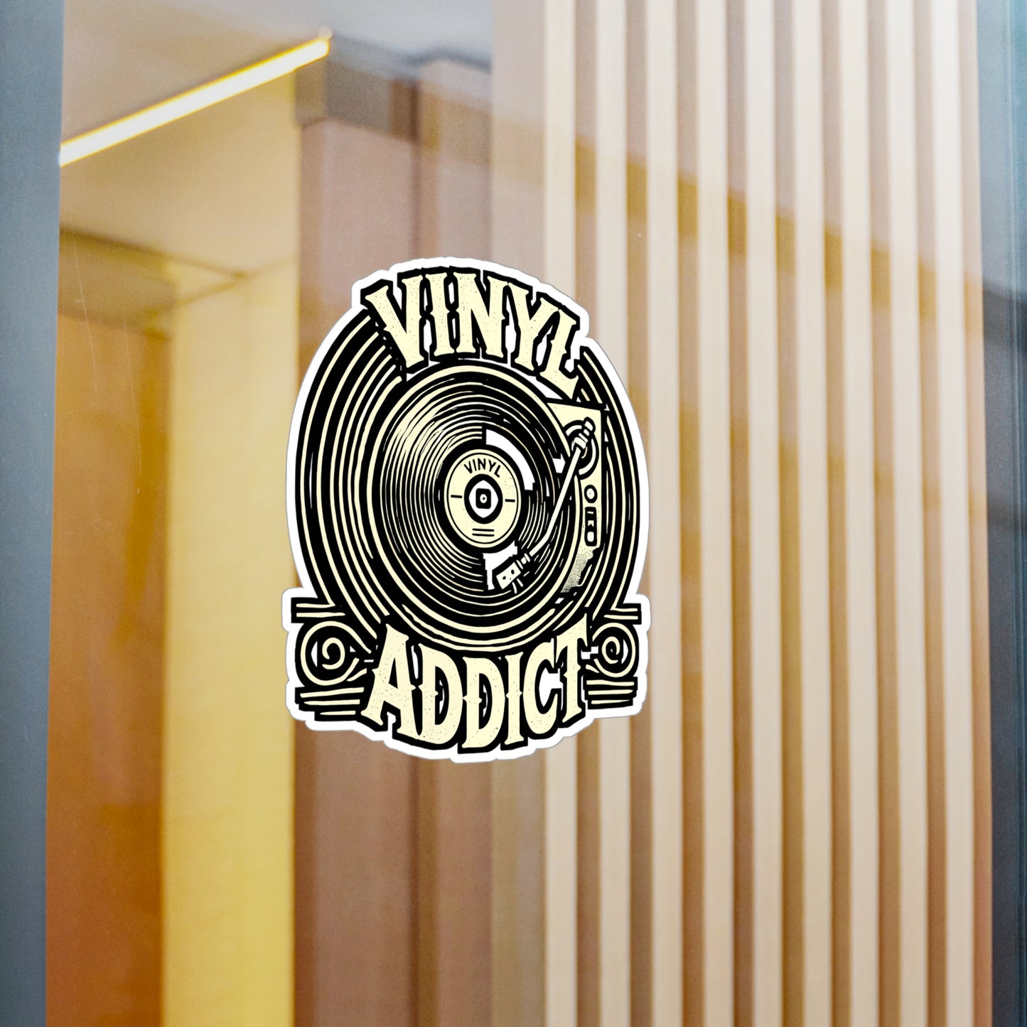 Vinyl Addict – Vinyl Record Sticker for Laptop or Water Bottle | Turntable Music Lover Gift