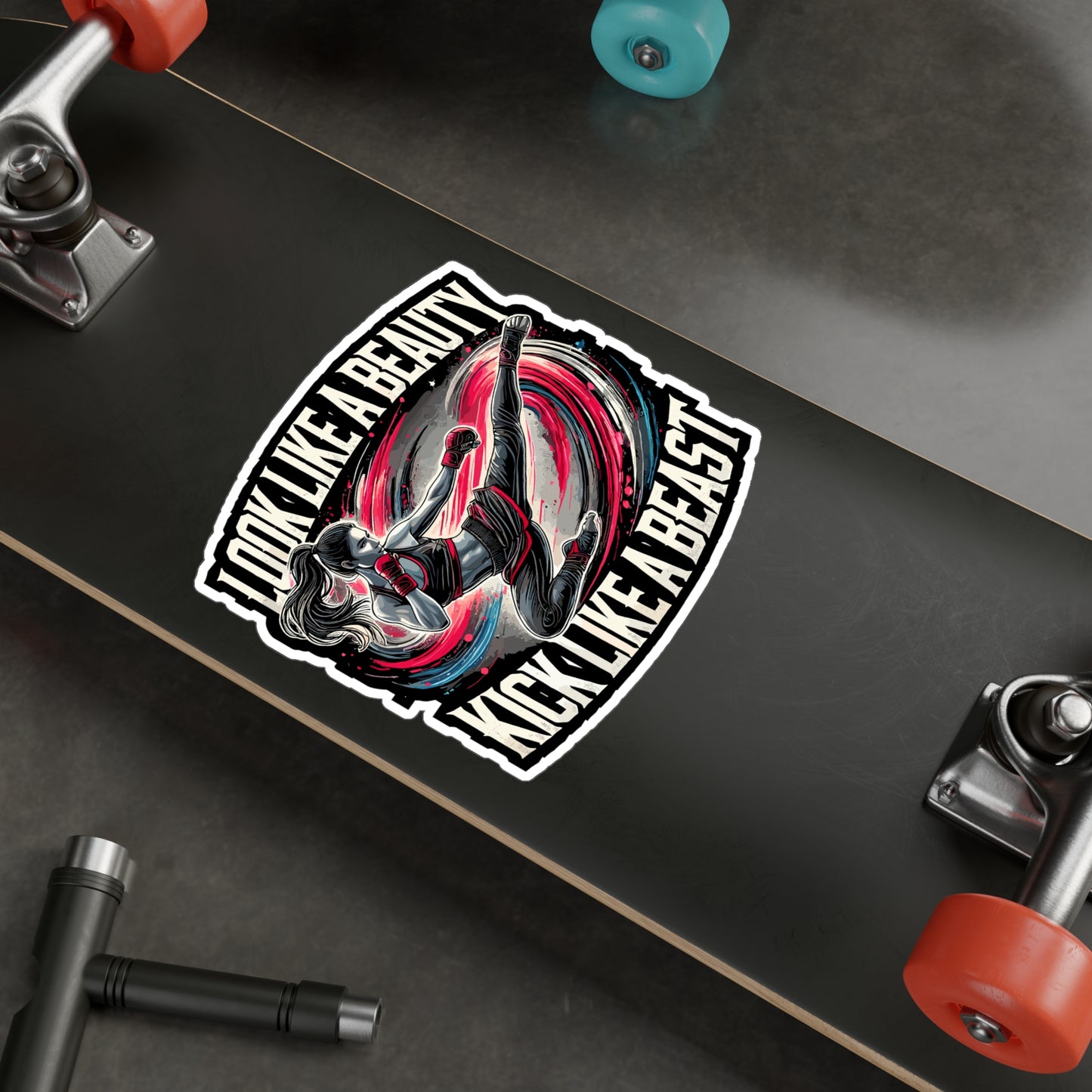 Look Like A Beauty Kick Like A Beast - Martial arts Sticker for Laptop Sticker. Water Bottle Sticker, Vinyl Strong women Decal - Martial arts Gift