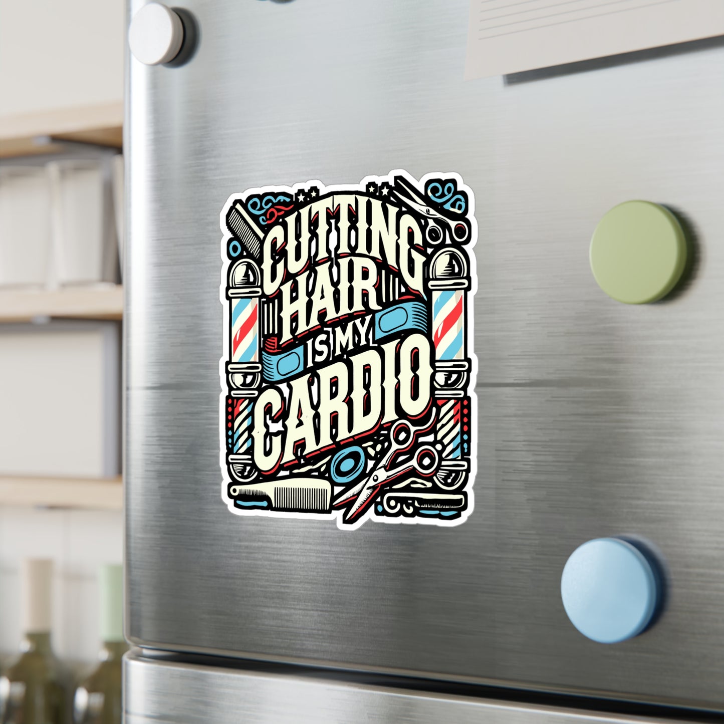 Cutting Hair Is My Cardio – Barber Sticker for Laptop or Water Bottle | Vinyl Trimmer Decal | Perfect Barber Gift