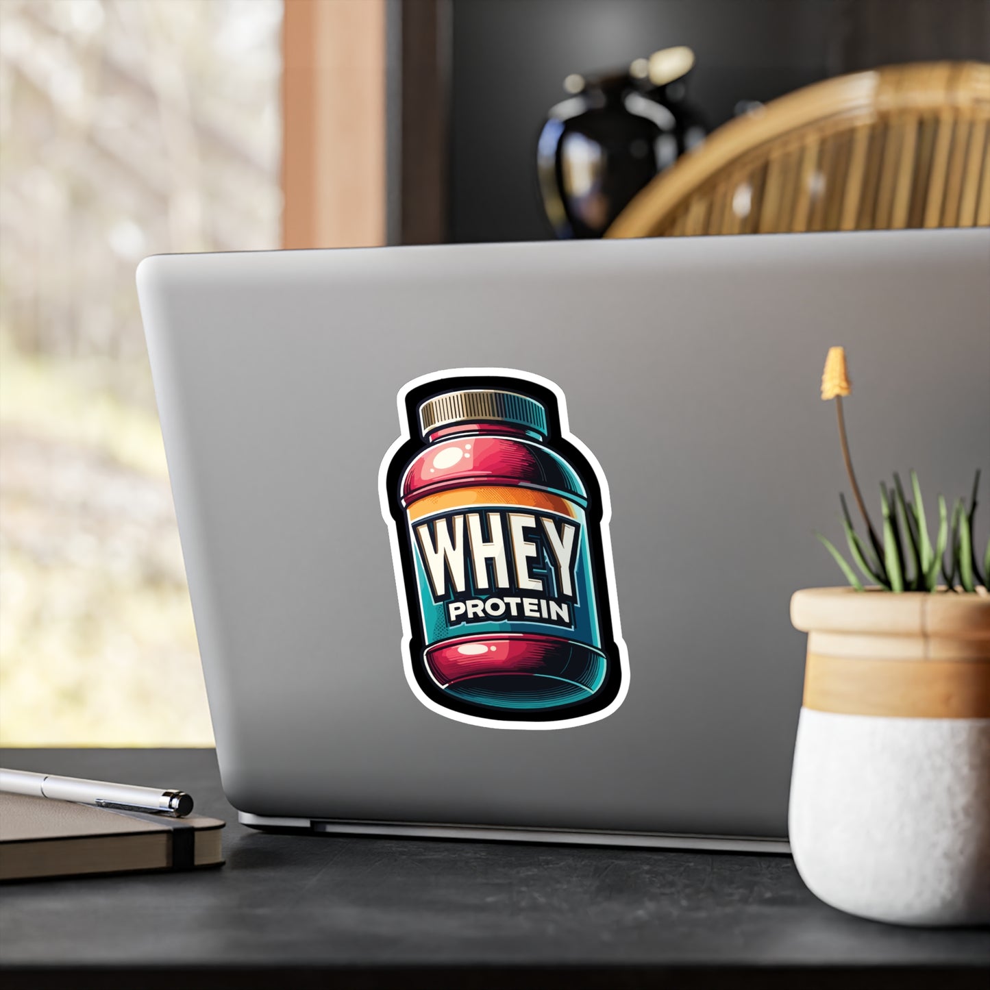 Whey Protein Muscle - Workout Sticker for Car Window Laptop Sticker. Water Bottle Sticker, Vinyl Protein Decal, Whey Sticker - Workout Gift