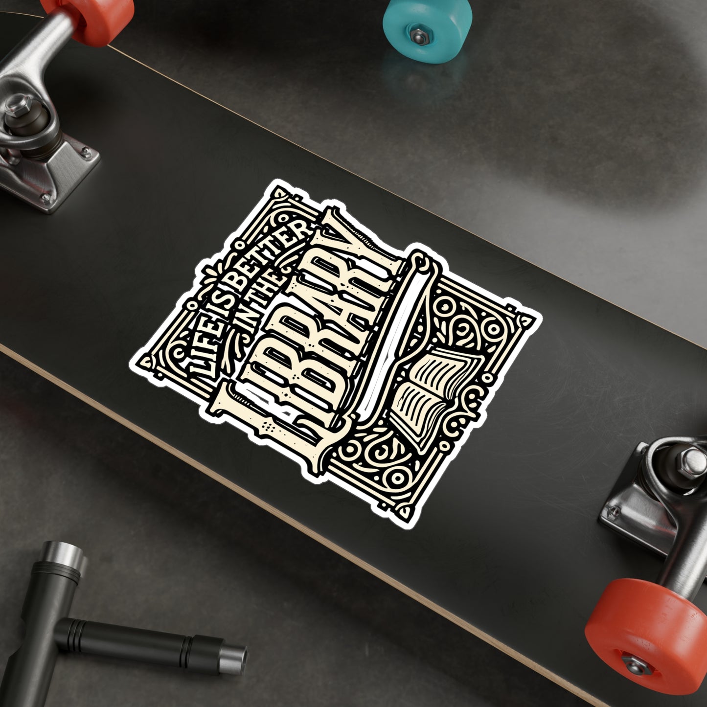 Life Is Better In The Library – Vinyl Sticker for Laptop or Water Bottle | Reading Decal | Perfect Library Gift