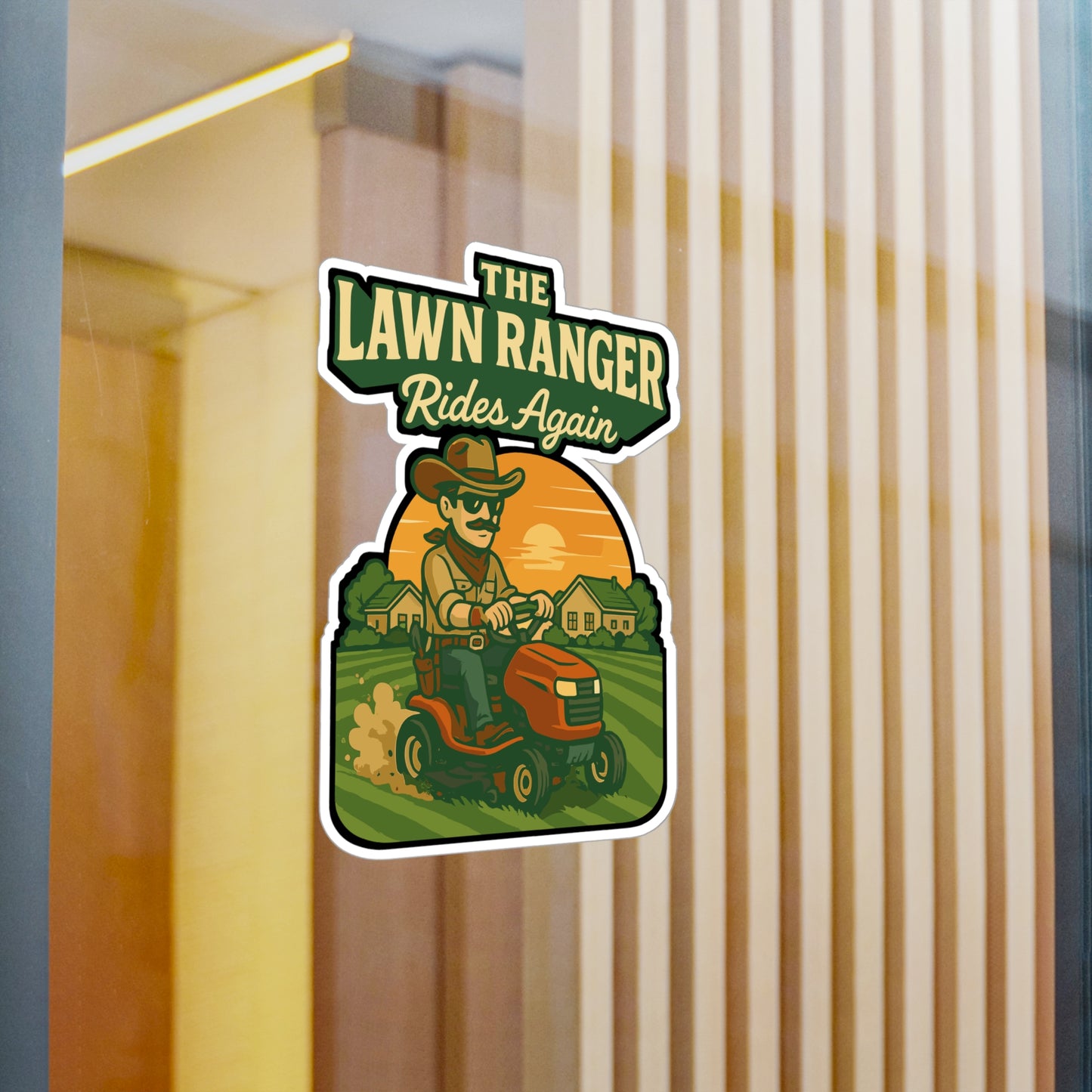 The Lawn Ranger Rides Again - Landscaper Sticker for Toolboxes, Laptops - Funny Gift for Gardeners, Yard Crew