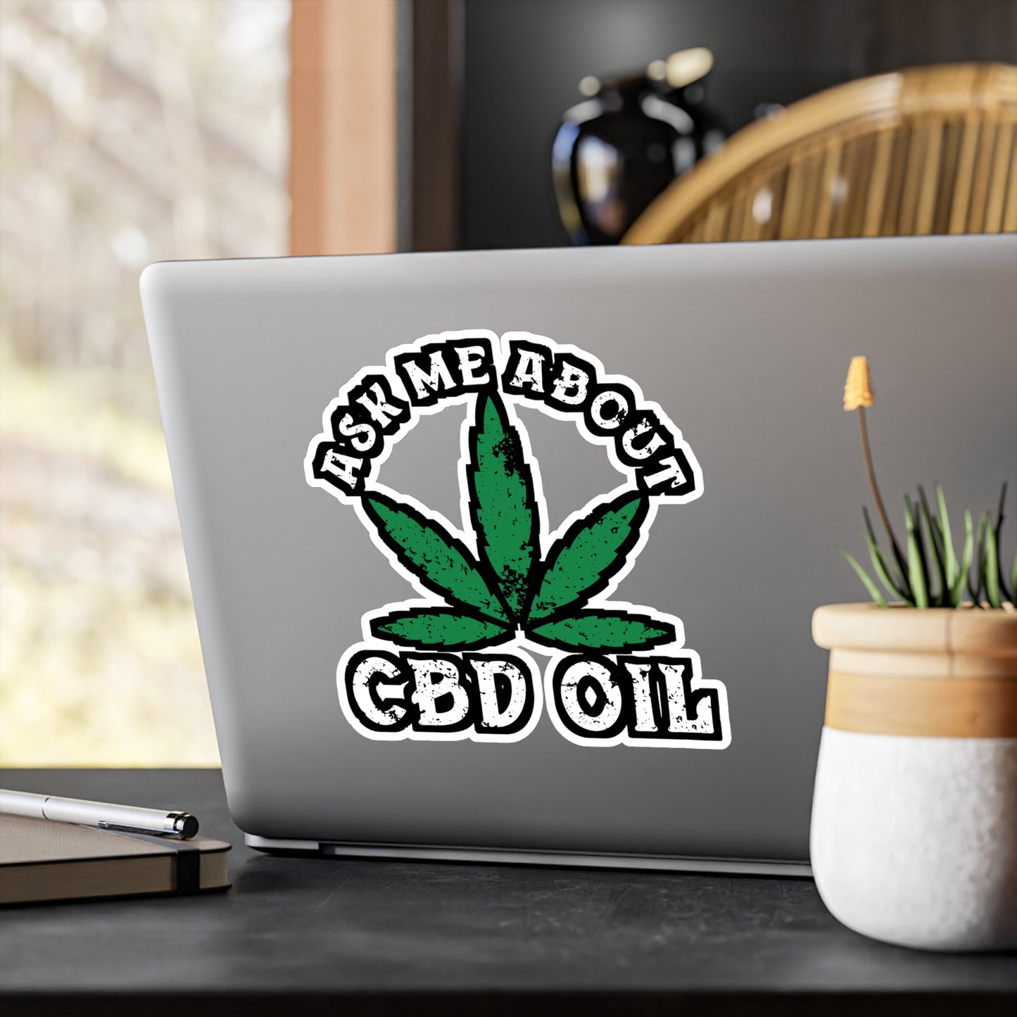 Ask Me About CBD Oil - Cbd-oil Sticker for Laptop Sticker. Water Bottle Sticker, Vinyl Cbd Decal - Cbd-oil Gift