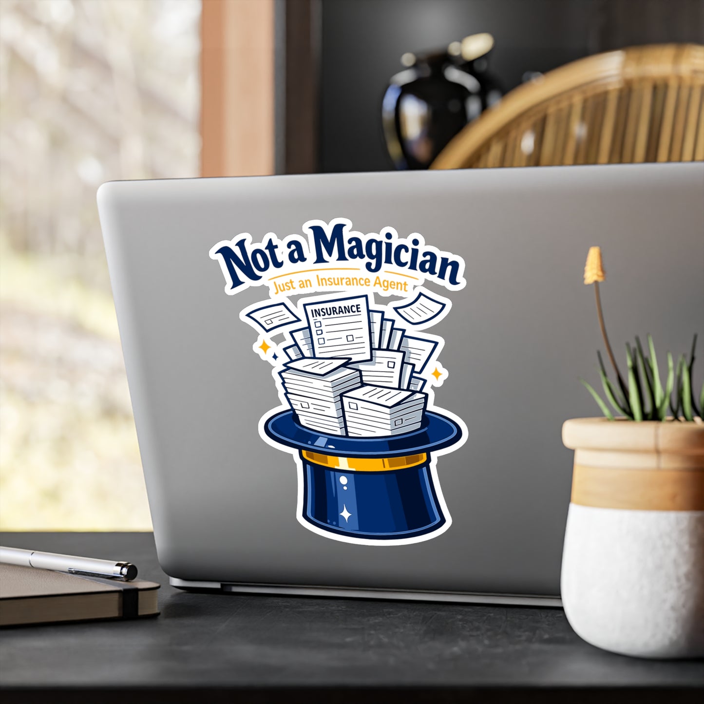 Insurance Agent Sticker Not a Magician Funny policy premium liability Vinyl Waterproof decals for Laptop Water Bottle