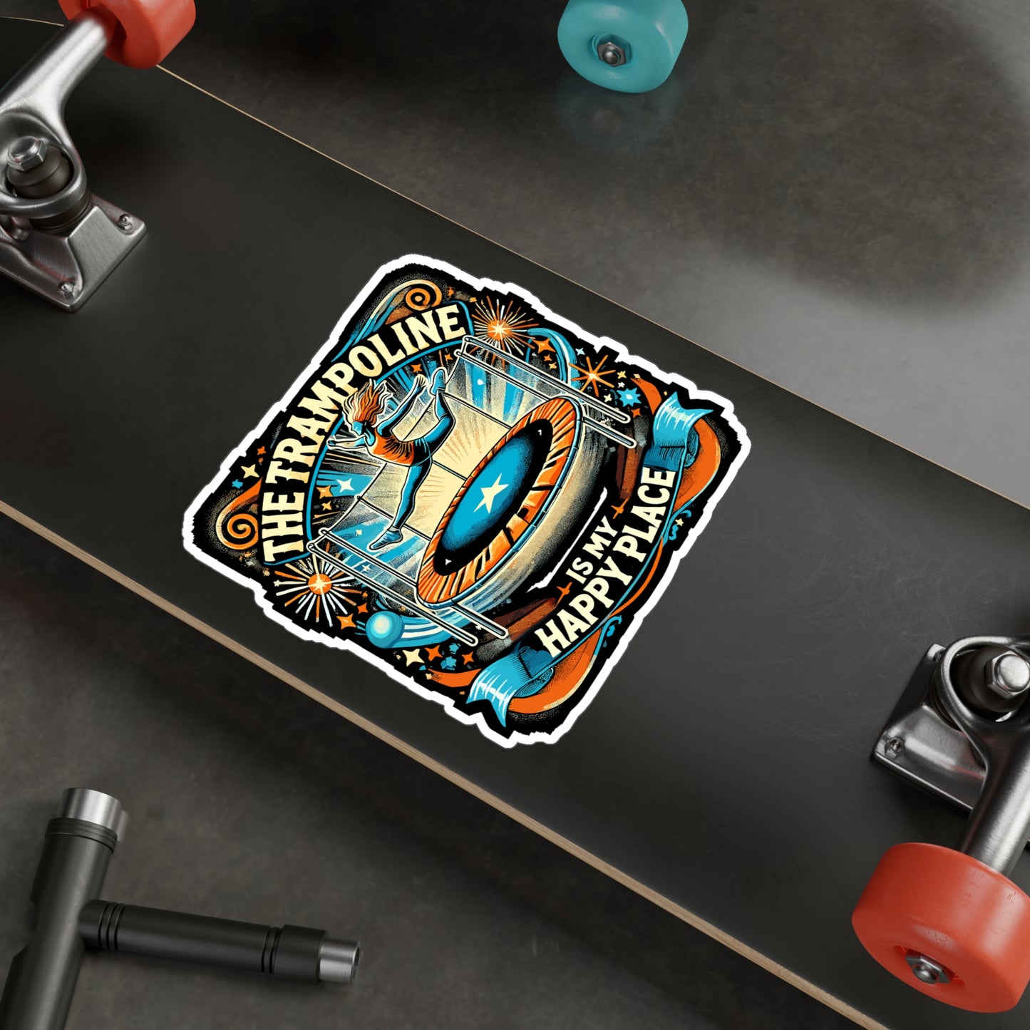The Trampoline Is My Happy Place - Trampoline Sticker for Laptop Sticker. Water Bottle Sticker, Vinyl Happy place Decal - Trampoline Gift
