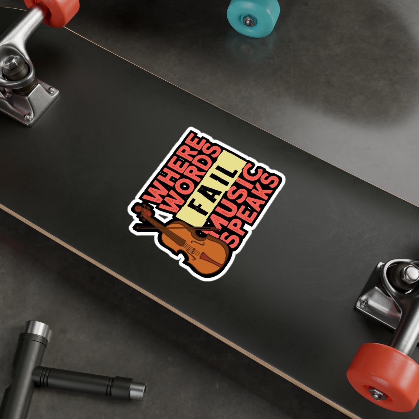 Where Words Fail Music Speaks - Teacher Sticker for Laptop Sticker. Water Bottle Sticker, Vinyl Musical Decal - Teacher Gift