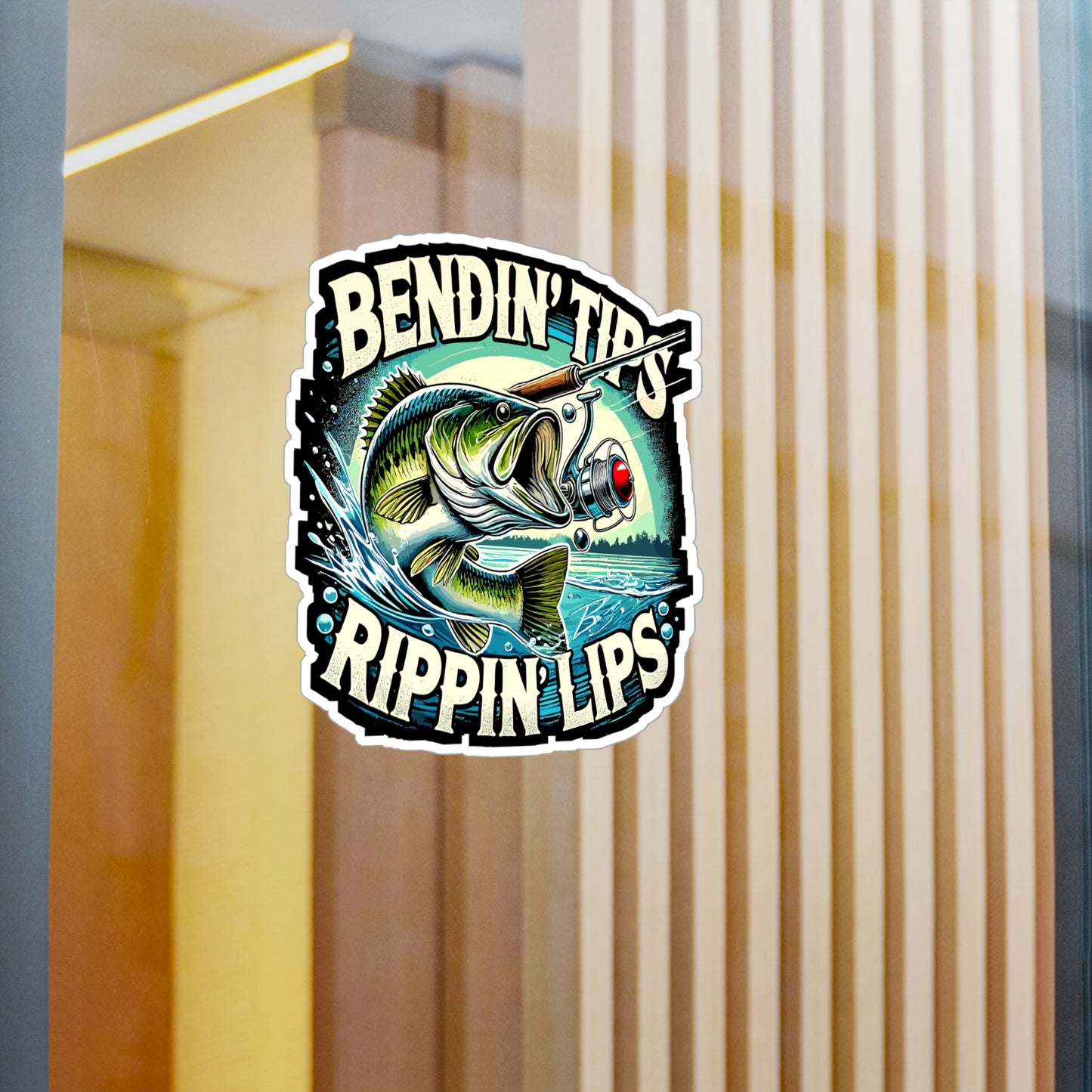 Bendin' Tips Rippin' Lips - Fishing Sticker for Laptop Sticker. Water Bottle Sticker, Vinyl Bass fishing Decal - Fishing Gift