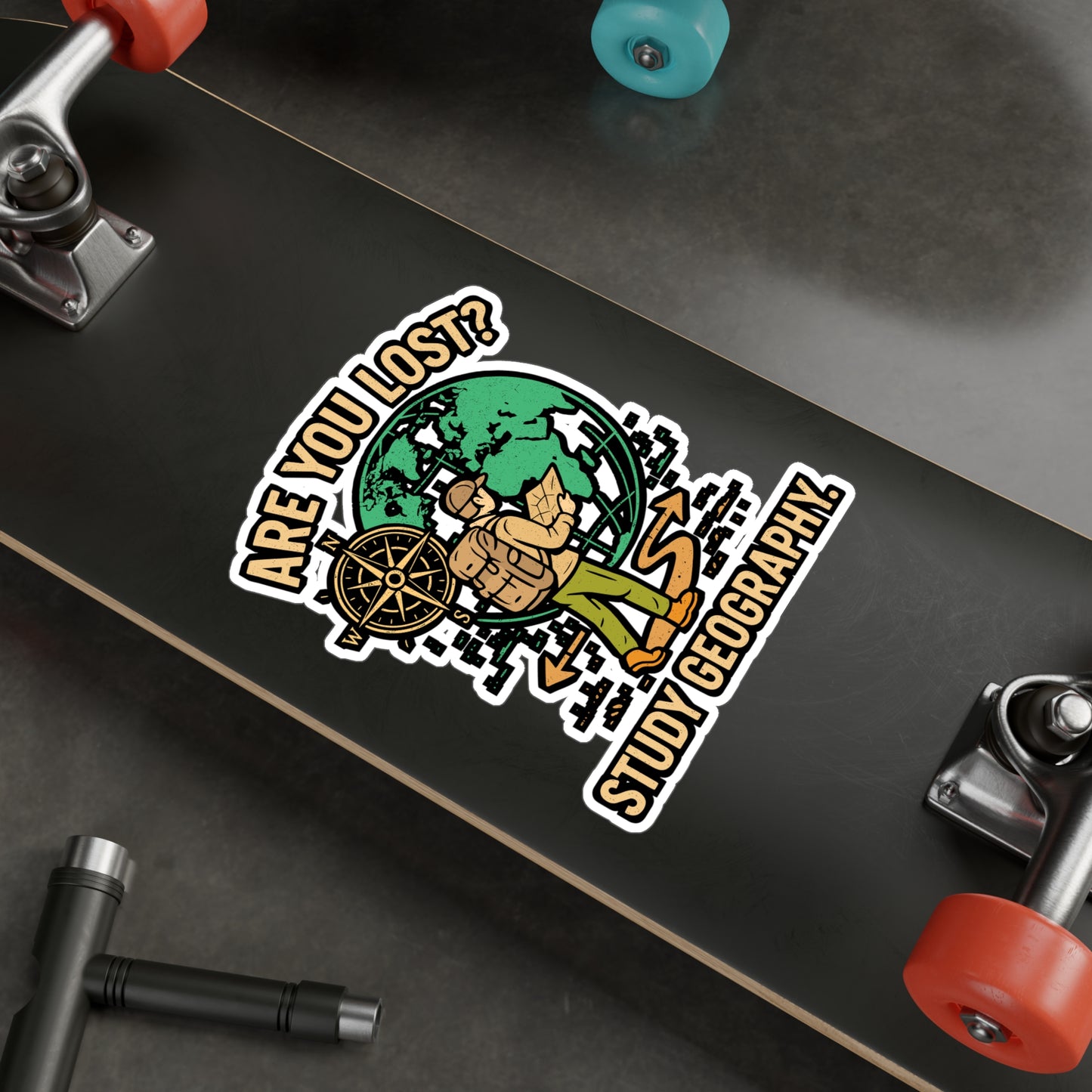 Are You Lost? Study Geography – Vinyl Sticker for Laptop or Water Bottle | Funny Travel & Earth Science Gift