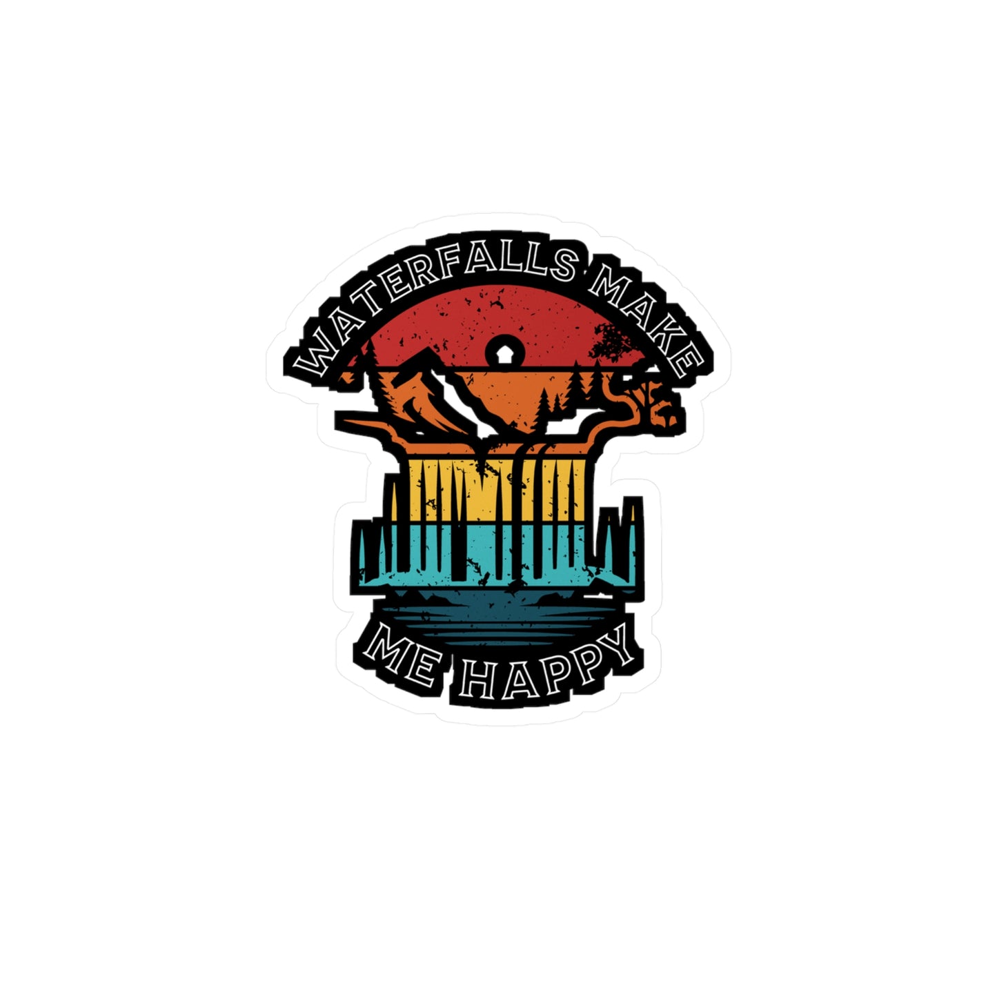 Waterfalls Make Me Happy - Camping Sticker for Laptop Sticker. Water Bottle Sticker, Vinyl Camper Decal - Camping Gift
