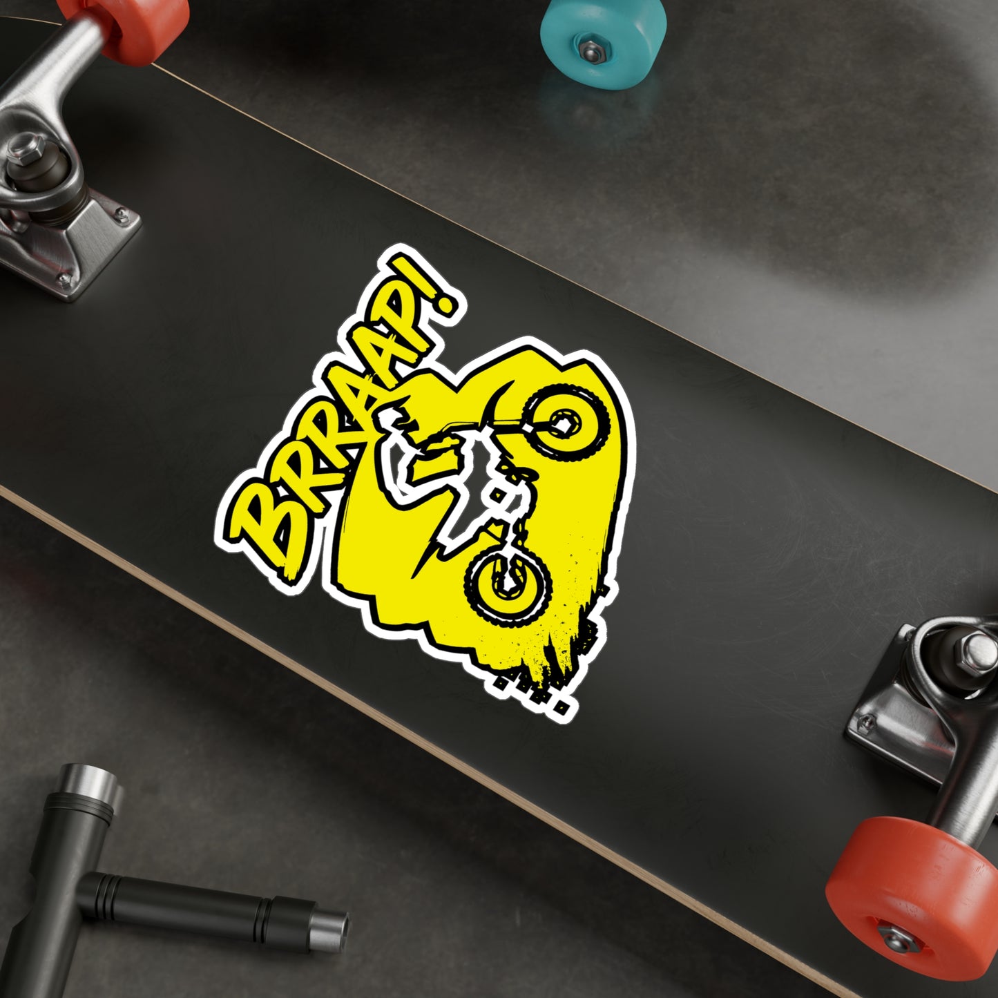 Motorcycle Sticker – "Brraap!" Dirtbike Motocross Racing Vinyl Decals for Laptop, Water Bottle – Waterproof & Durable