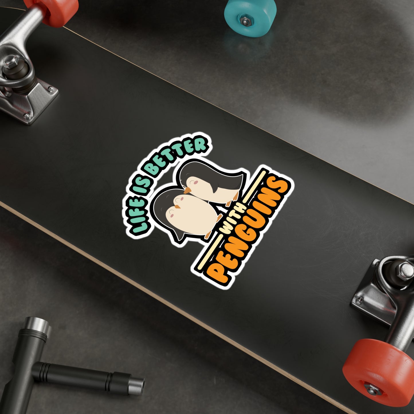 Life Is Better With Penguins - Penguin Sticker for Laptop Sticker. Water Bottle Sticker, Vinyl Small Decal - Penguin Gift