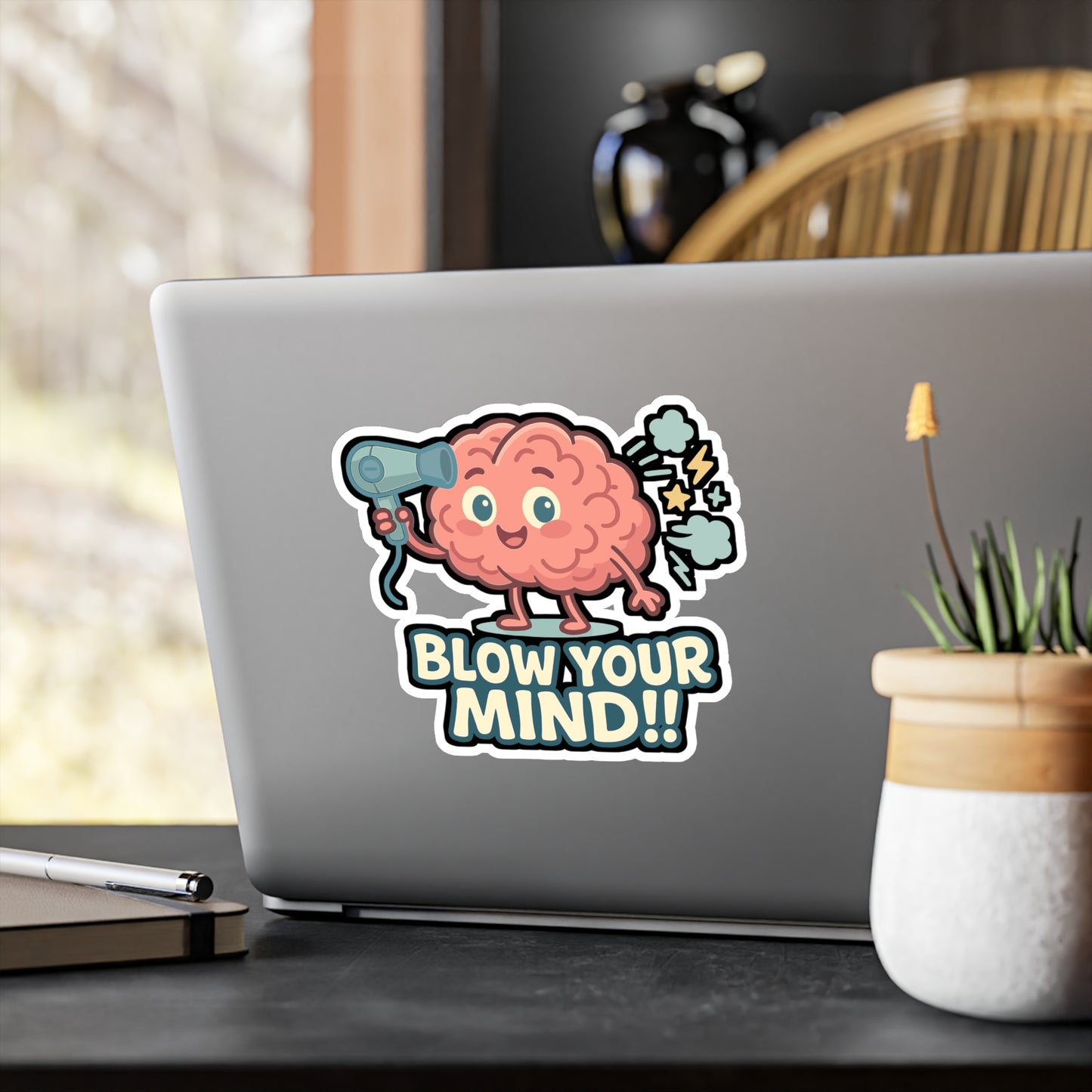 Brain Sticker – "Blow Your Mind" Creative Quirky Decal for Laptop or Water Bottle, Vinyl Waterproof Intelligence Gift