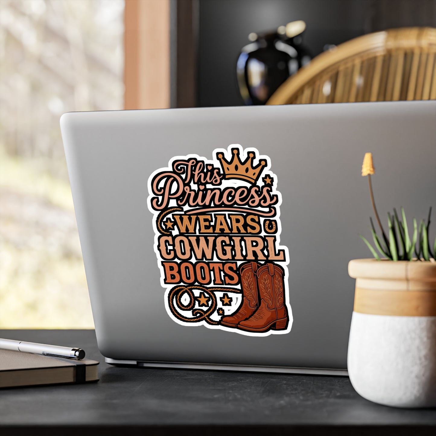 This Princess Wears Cowgirl Boots – Vinyl Sticker for Laptop or Water Bottle | Western Rodeo Girl Gift
