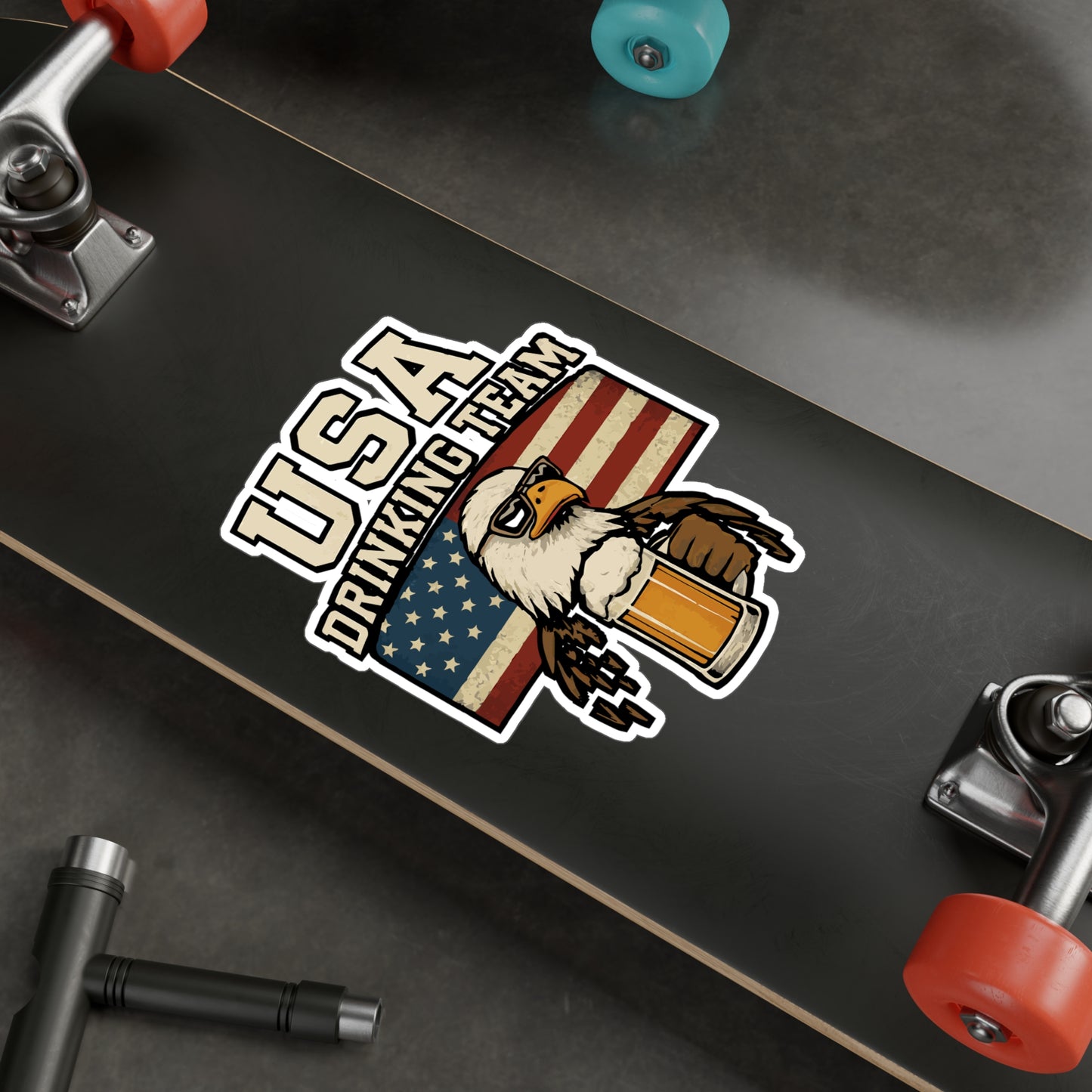 USA Drinking Team – Funny America Sticker for Car, Laptop, Water Bottle & Party Lover Gifts