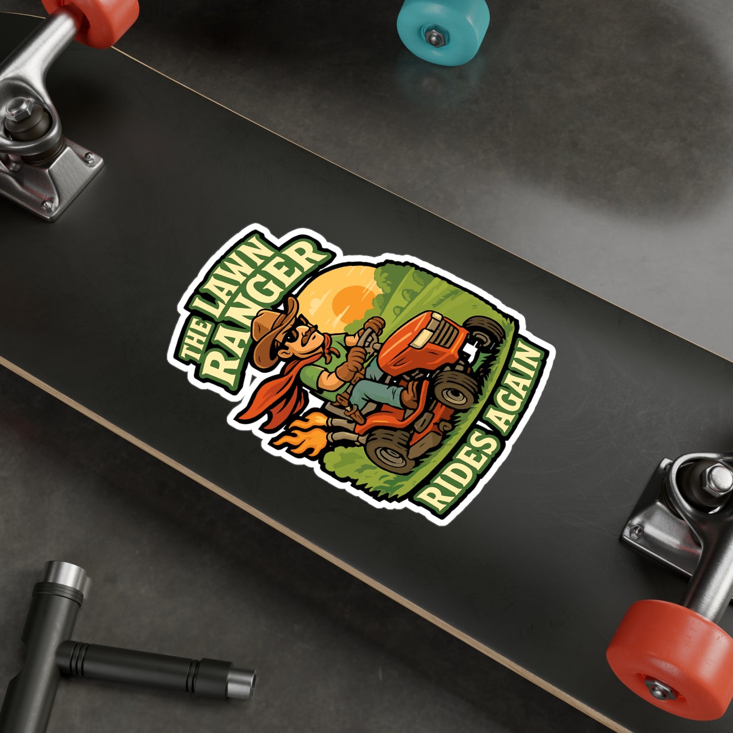 Lawn Ranger Sticker – The Lawn Ranger Rides Again Decals for Laptops & Water Bottles, Waterproof Vinyl, Gift for Landscapers & Lawn Enforcement Officer