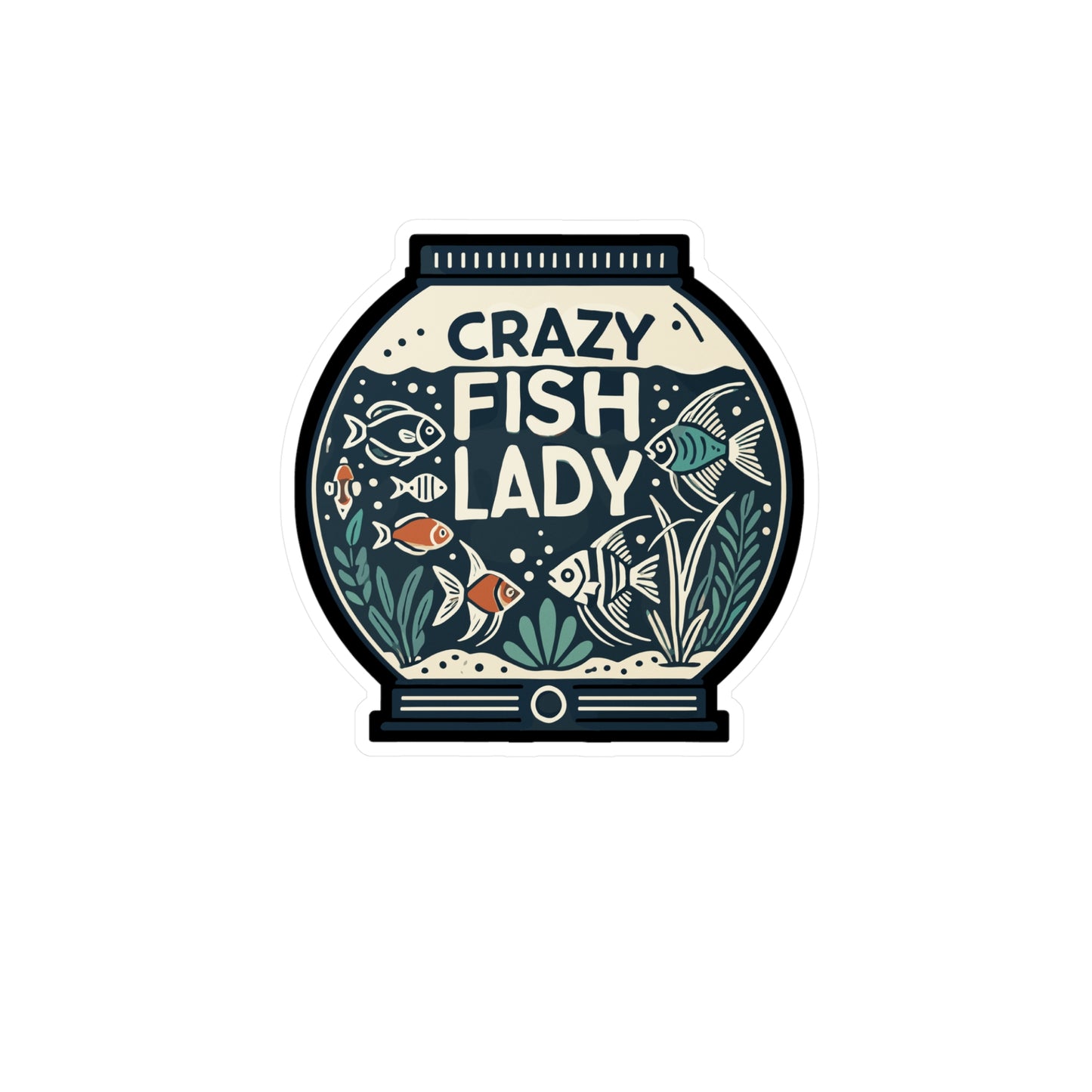 Crazy Fish Lady - Aquarist Sticker for Car Laptop Sticker. Water Bottle Sticker, Vinyl Aquarium Decal - Aquarist Gift