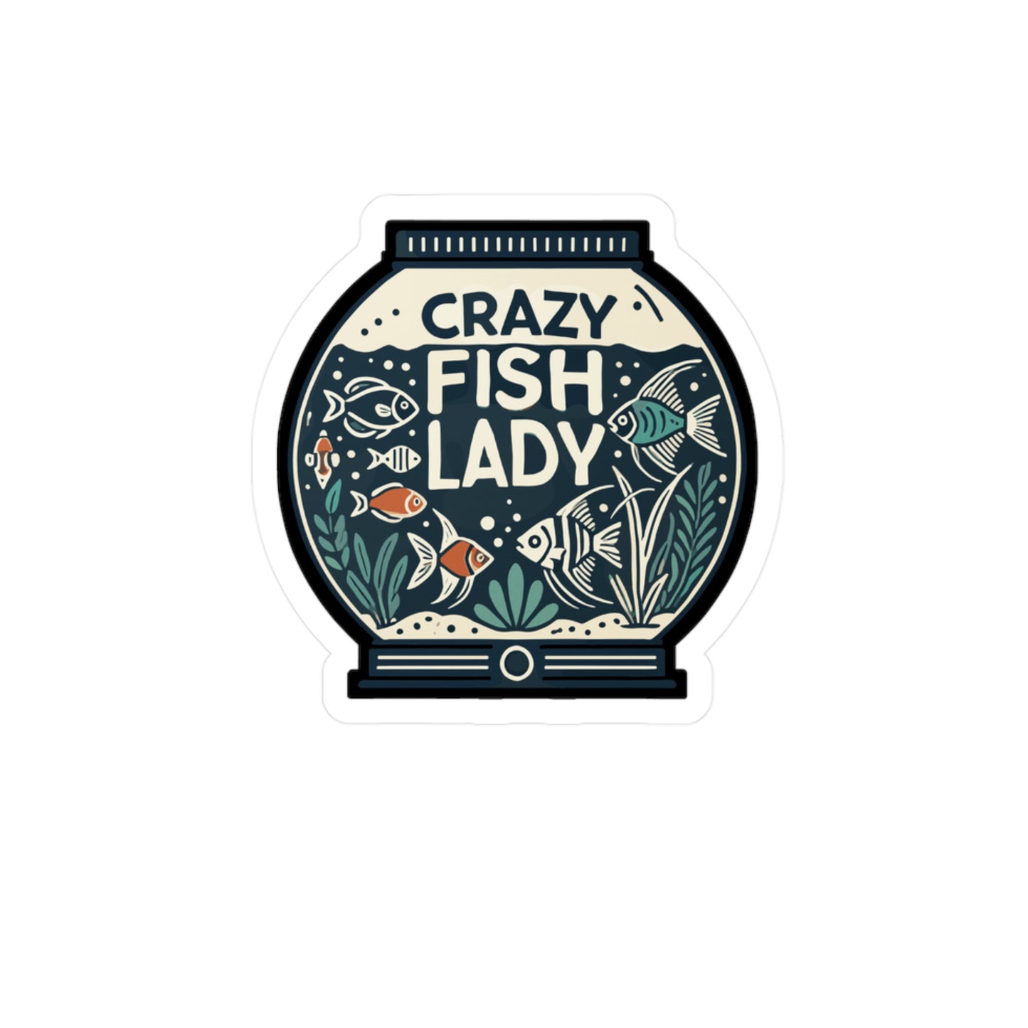 Crazy Fish Lady - Aquarist Sticker for Car Laptop Sticker. Water Bottle Sticker, Vinyl Aquarium Decal - Aquarist Gift