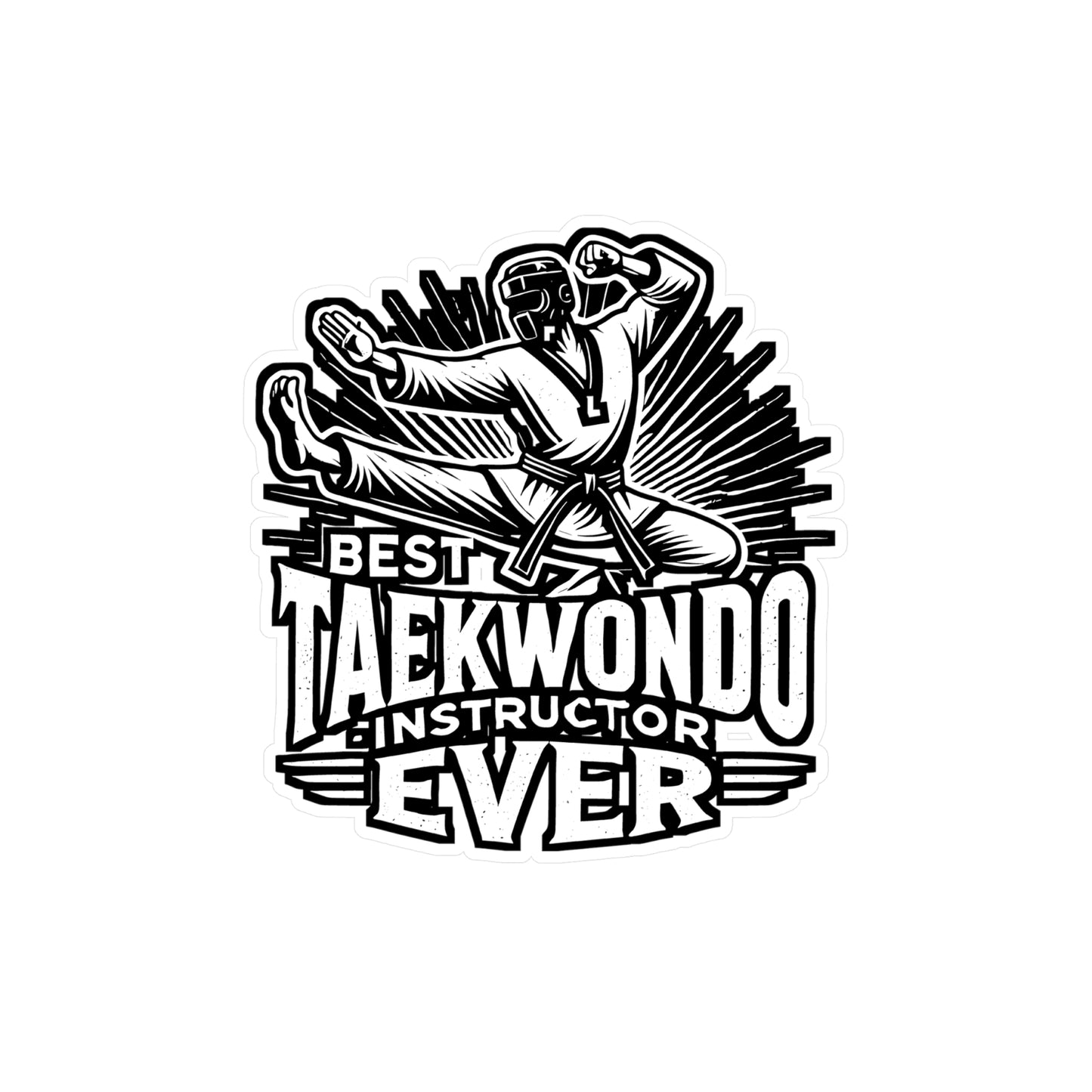Best Taekwondo Instructor Ever – Martial Arts Sticker for Laptop or Water Bottle | Karate Coach Gift Vinyl Decal
