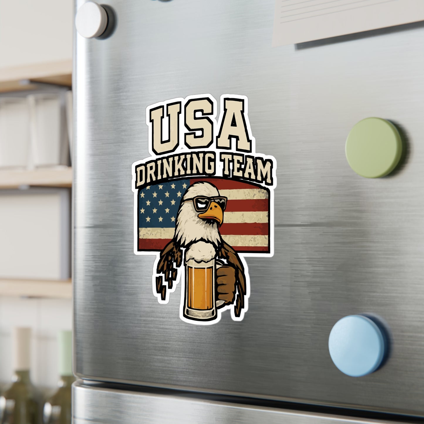 USA Drinking Team – Funny America Sticker for Car, Laptop, Water Bottle & Party Lover Gifts