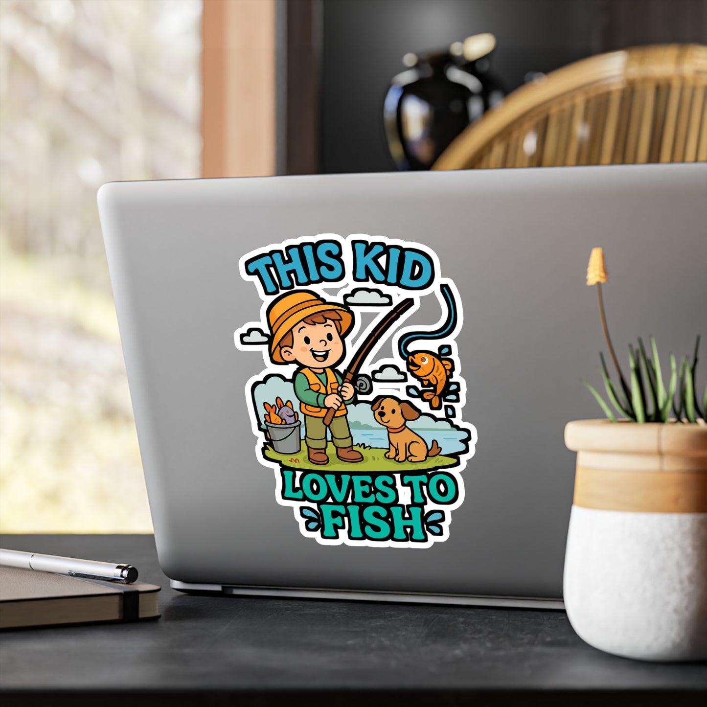 This Kid Loves To Fish - Fishing Sticker for Kids, Laptop, Water Bottle, Gift for Young Anglers