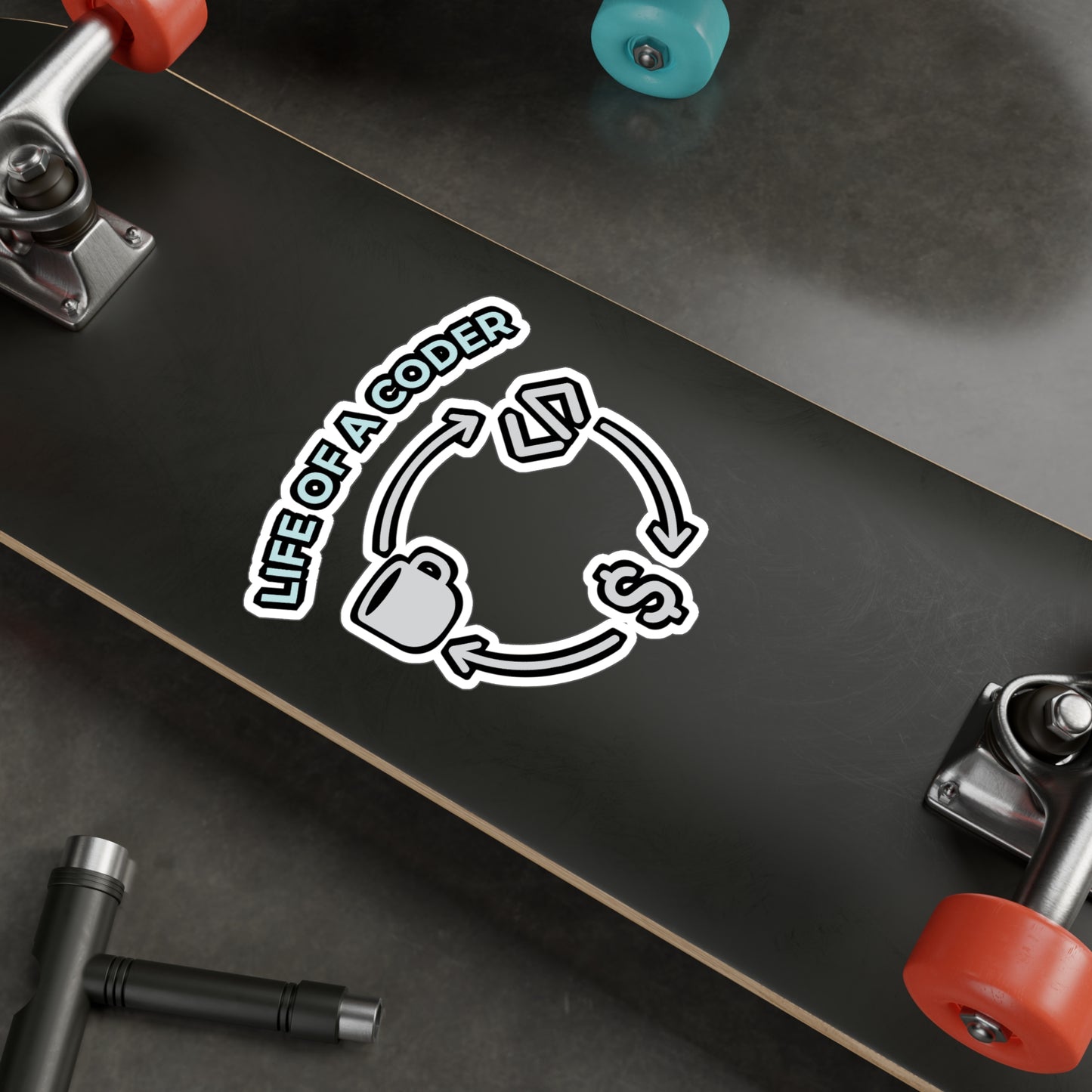 Life Of A Coder - Coding Sticker for Laptop, Water Bottle - Gift for Programmers, Computer Science Students