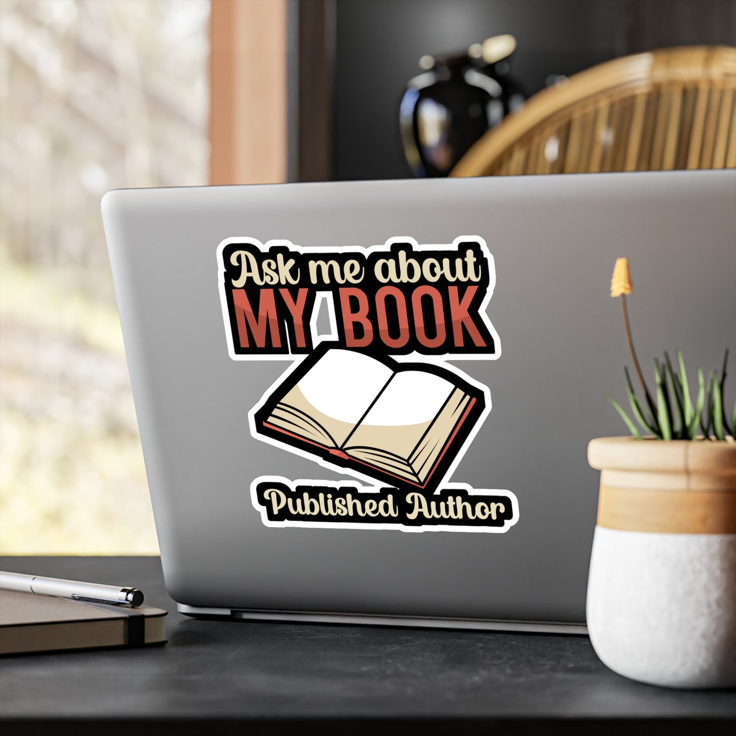 Ask me about my book Published Author - Author Sticker for Wall, Laptop, Window, Truck, Car Author Gift Vinyl Writer Decal Sticker