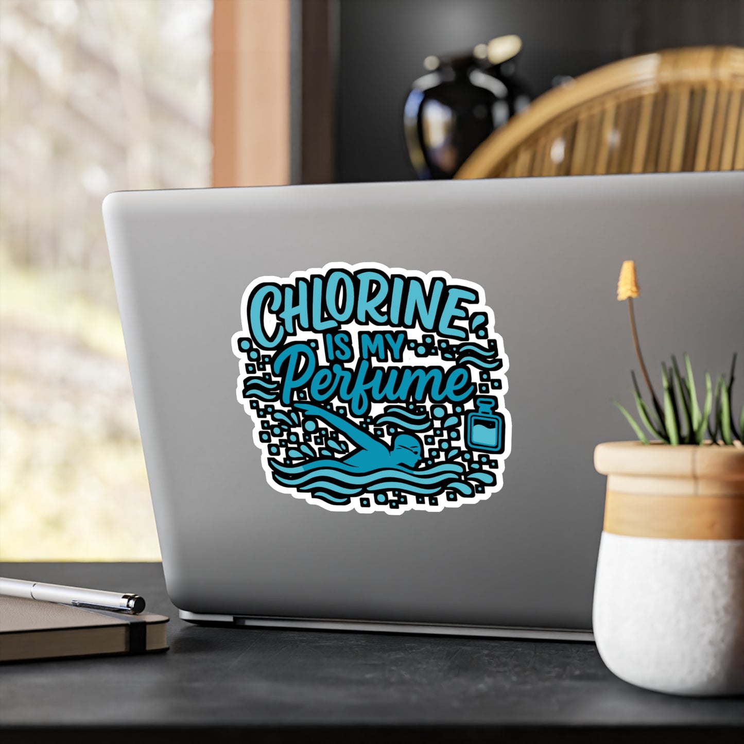 Chlorine is my Perfume - Swimming Sticker for Water Bottles, Laptops - Swimmer Gift for Pool Lovers