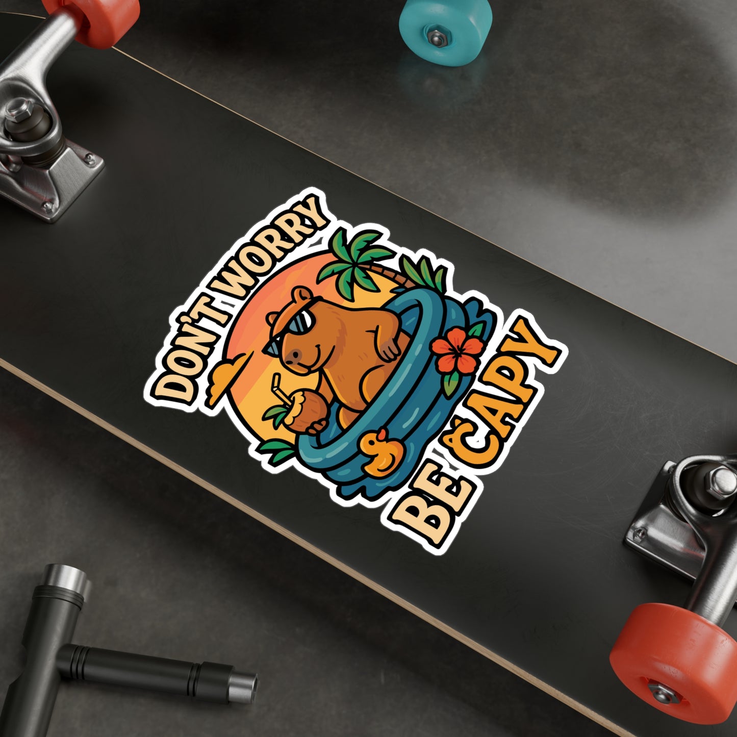 Don't Worry Be Capy – Capybara Sticker for Laptop, Car Window or Water Bottle | Funny Rodent Vinyl Decal, Capy Gift Idea