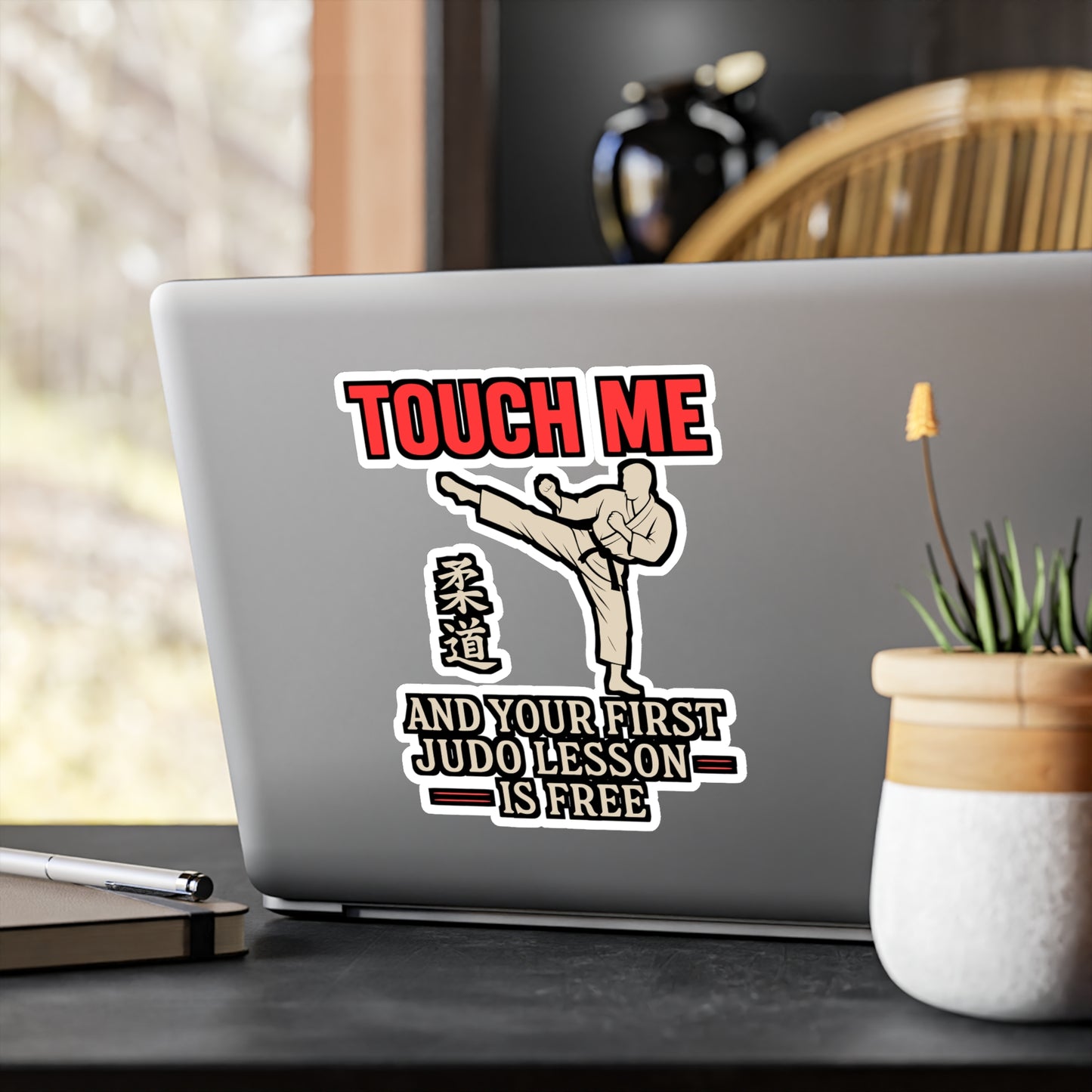 Touch Me and Your First Judo Lesson Is Free – Martial Arts Sticker for Laptop or Water Bottle | Karate, Judo, Taekwondo Gift