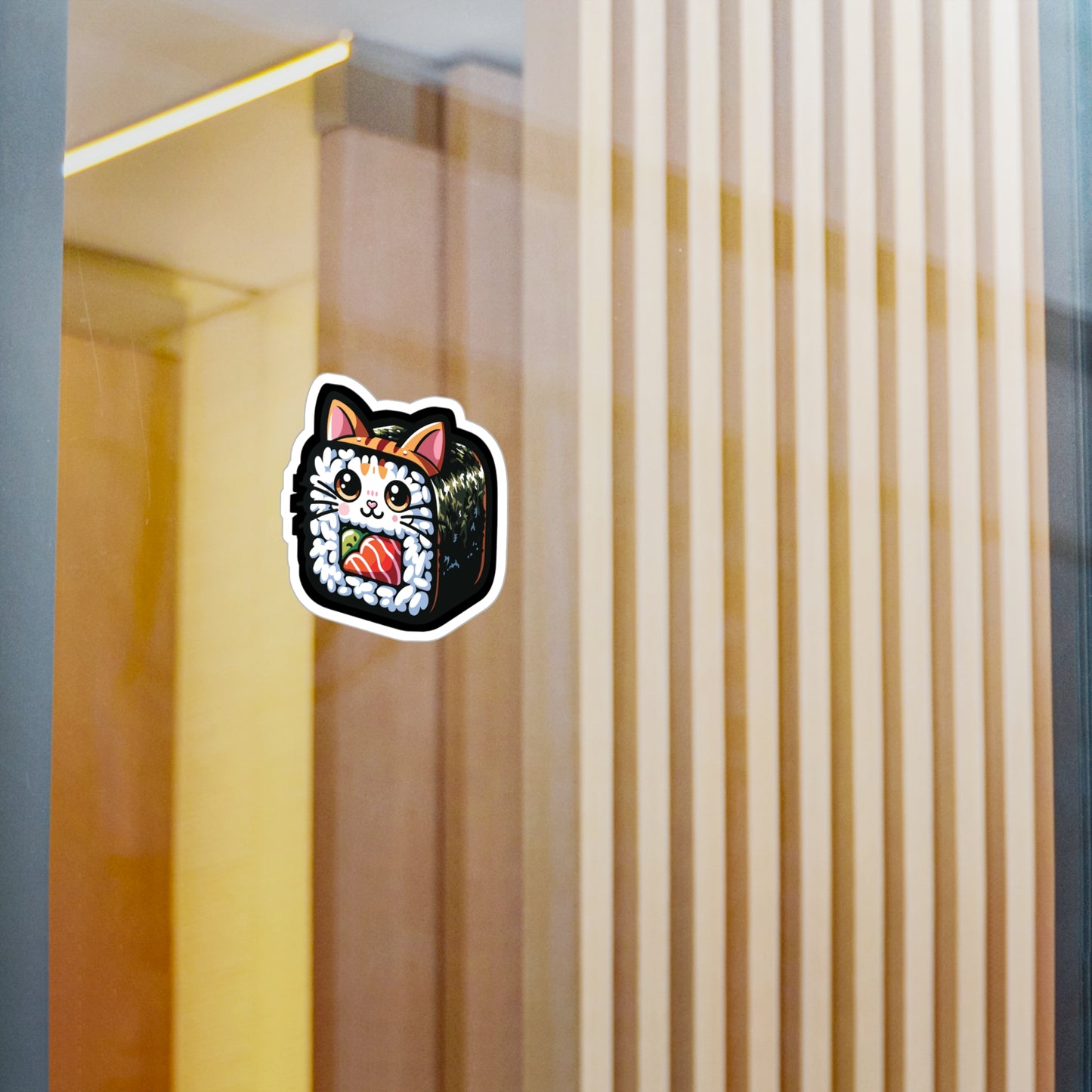 Sushi Cat - Sushi Sticker for Car Window Laptop Sticker. Water Bottle Sticker, Vinyl Fish Decal, Rolls Sticker - Sushi Gift