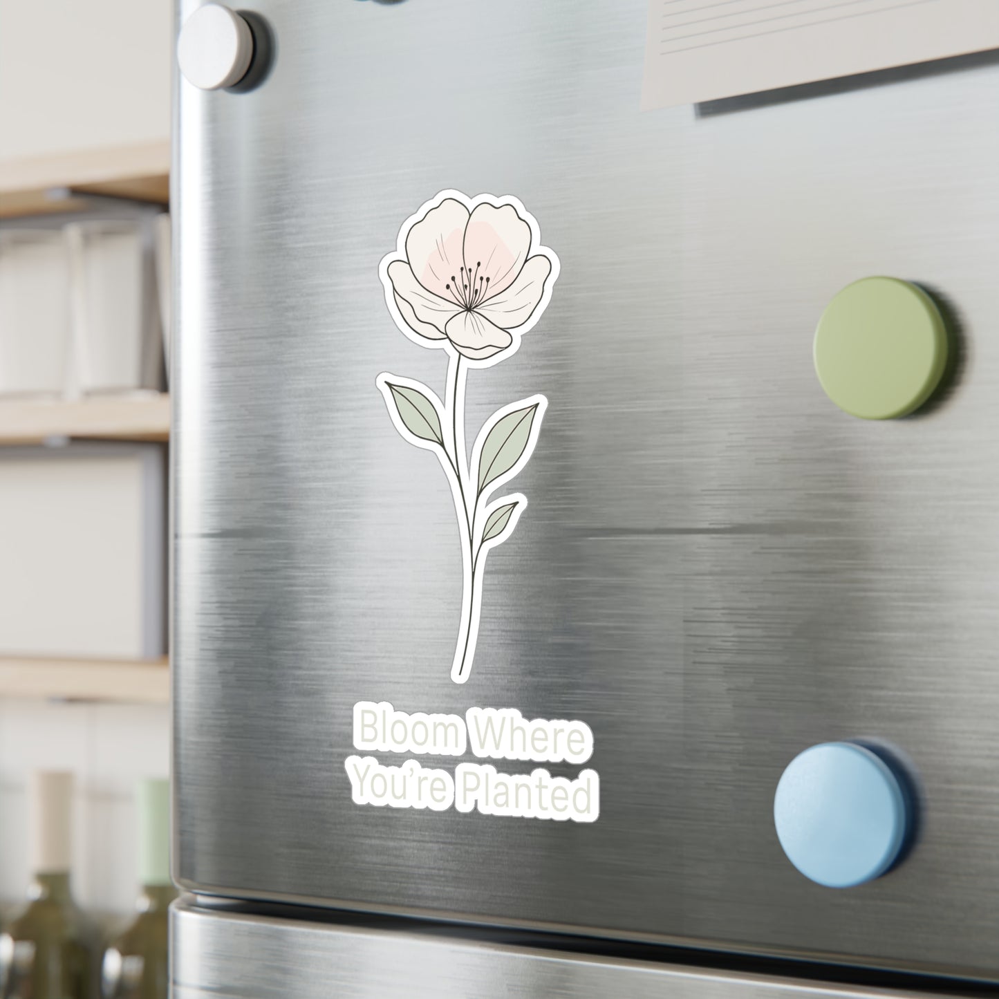 Minimalist Sticker – Bloom Where Youre Planted Lineart Floral Botanical Decals, Waterproof Vinyl for Laptop or Water Bottle
